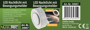 LED Nachtlicht mit Bewegungsmelder / 230V, Dämmerungssensor, Warmweiß