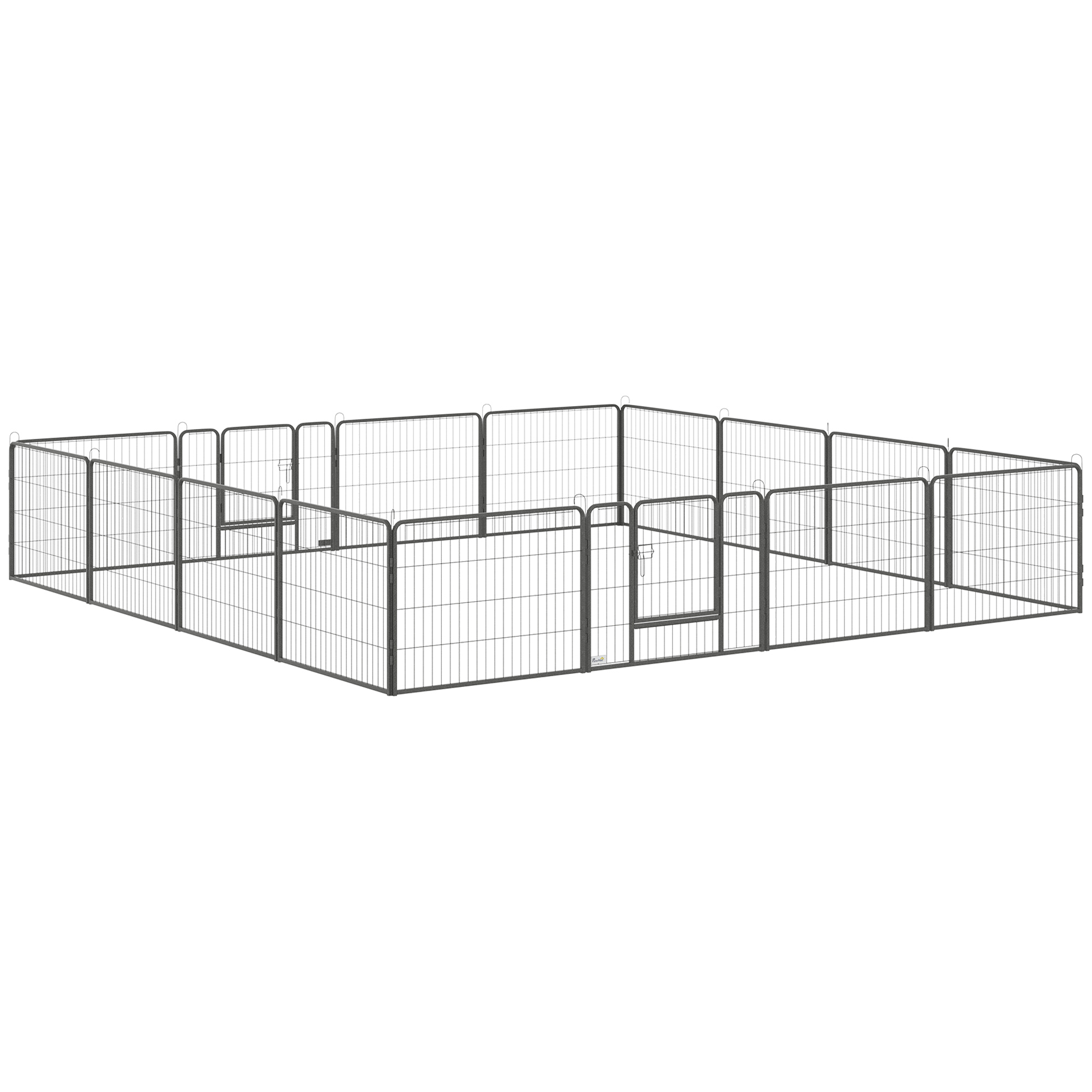 Welpenlaufstall 16-TLG Welpenauslauf mit 16 Gitterplatten Tür flexibel Schutzplane 60cm hoch Welpengitter Laufstall für Haustiere Hund Katze Welpe Laufgitter für drinnen und draußen