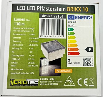 LED Pflasterstein "BRIKX 10" neutralweiß / 10x10x7cm, 130lm, IP67, 230V