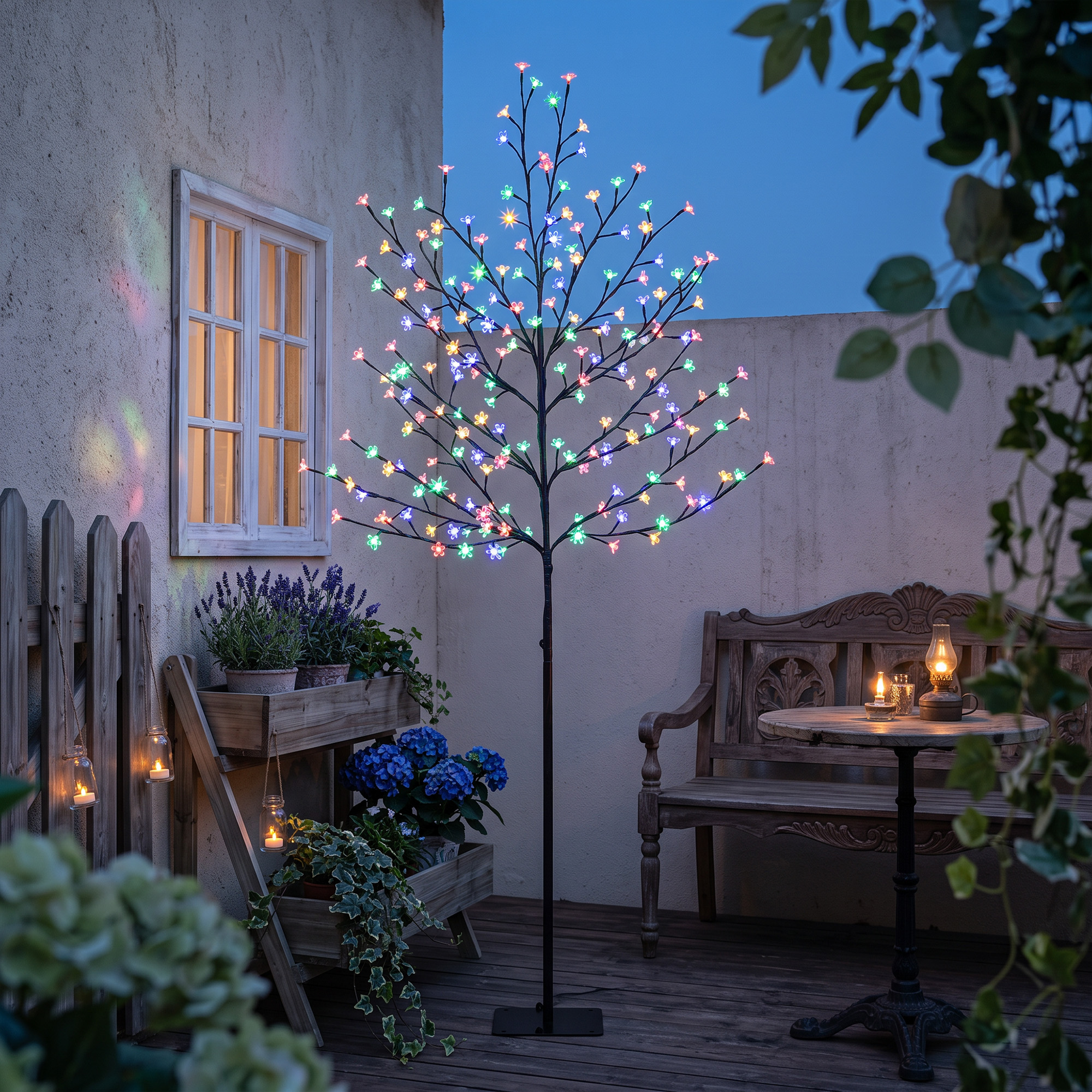 LED-Kirschblütenbaum 180 cm mit 200 LEDs, künstlicher Leuchtbaum mit 20 biegsamen Zweigen, Weihnachtsdeko