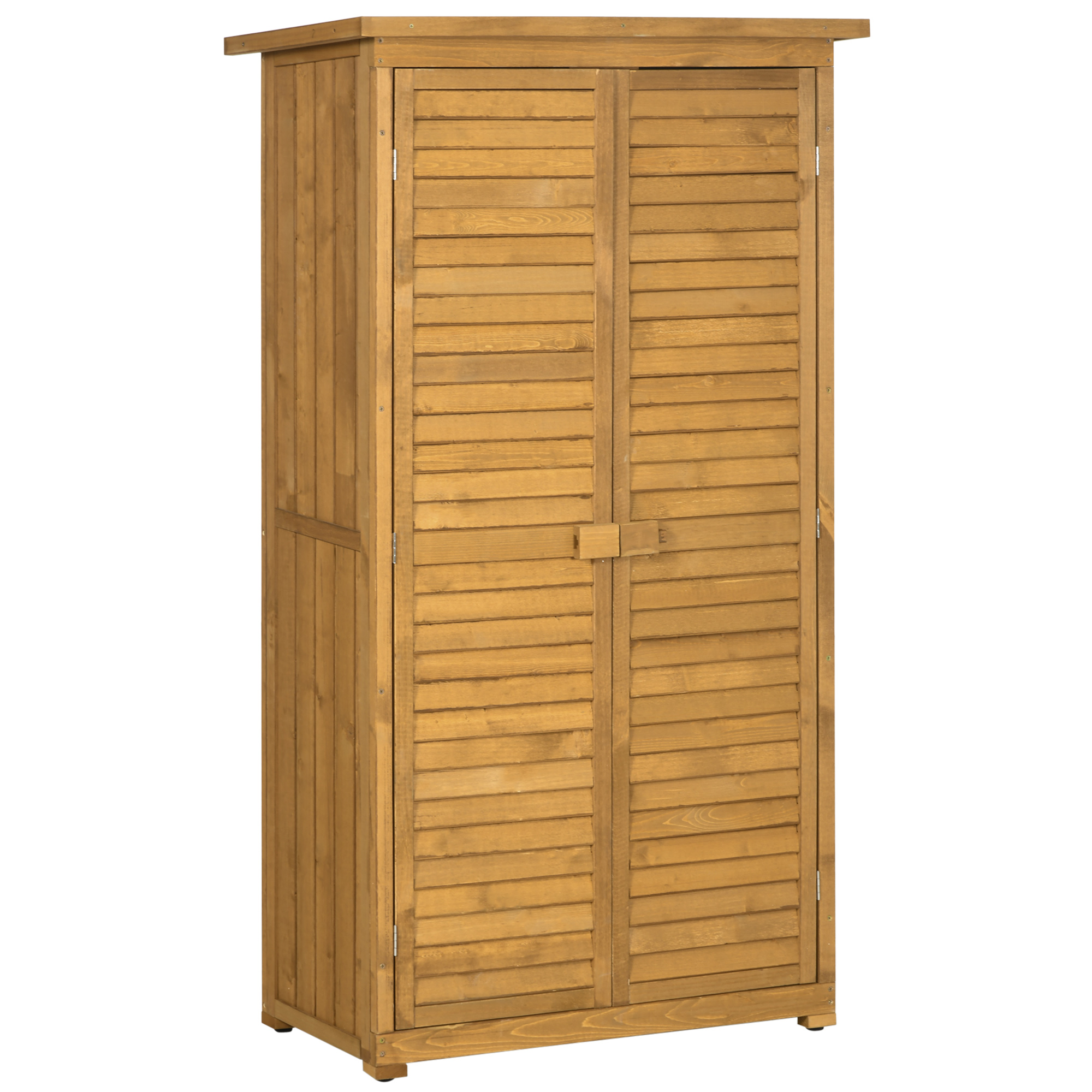 Geräteschuppen mit Lamellentüren 3 Regale wetterbeständig 87 cm x 46,5 cm x 160 cm Tannenholz Braun Geräteschuppen mit Lamellentüren 3 Regale wetterbeständig 87 cm x 46,5 cm x 160 cm Tannenholz Braun