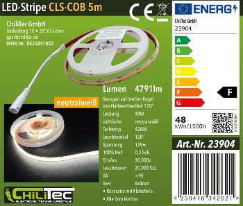 LED-Stripe "CLS-COB V2" 5m, neutralweiß / 12V, 48W,  4791 Lumen