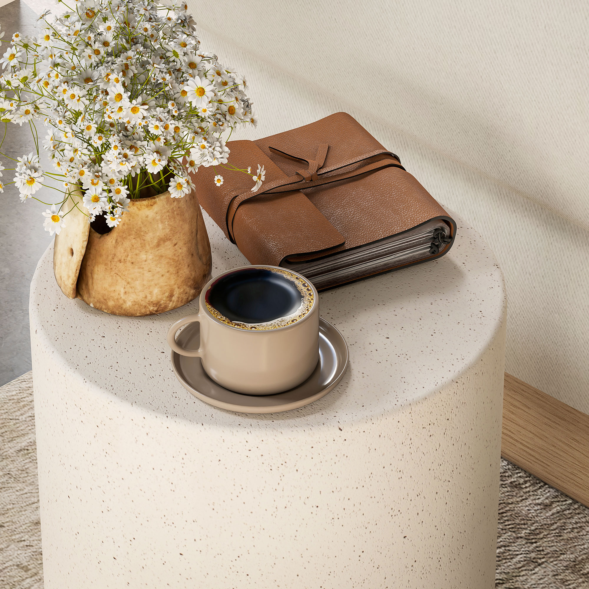 Beistelltisch in Beton-Optik 37 cm x 37 cm x 43 cm Anorganisches Erz-Pulver Grau