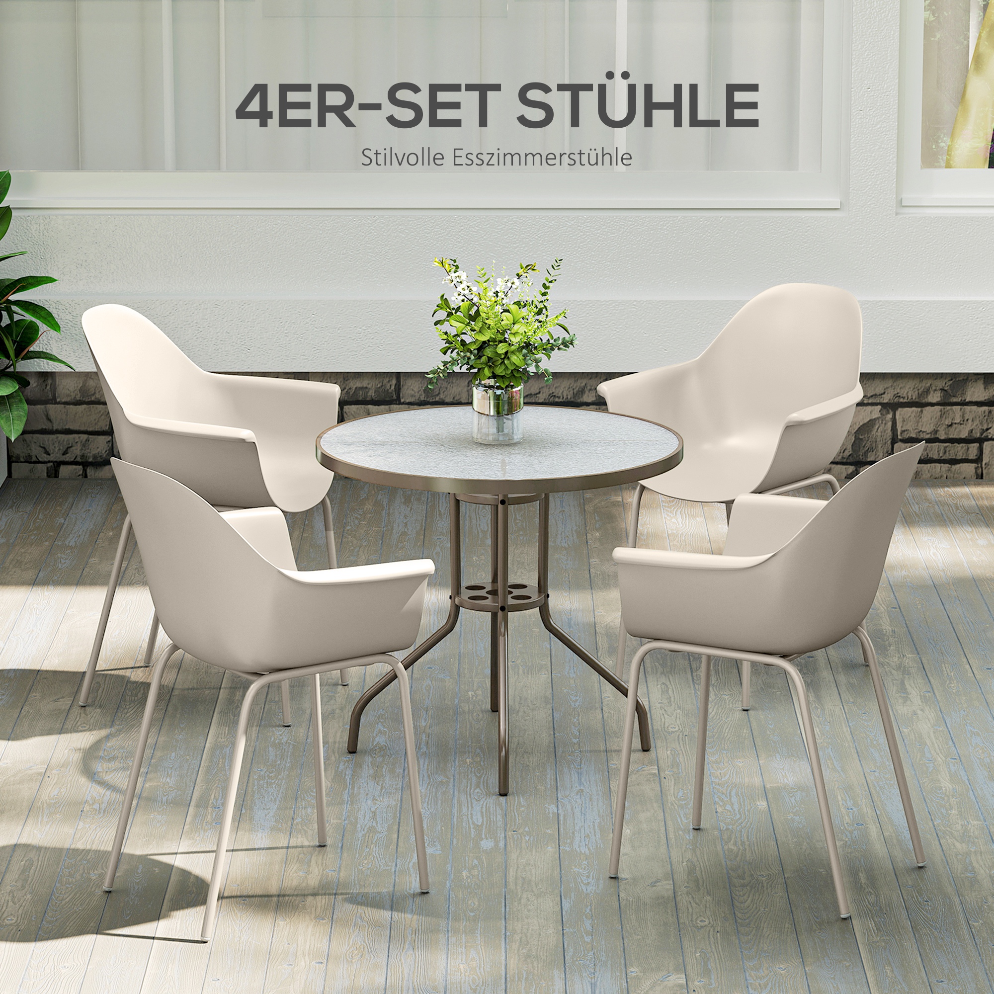 4er-Set Gartenstühle Outdoorstühle Gartenstuhl, Moderns Design, 59 cm x 55 cm x 84 cm, Grau