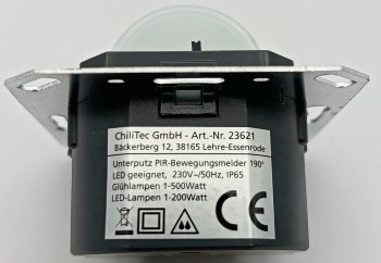Unterputz PIR Bewegungsmelder 190° IP65, 2 & 3 - Draht Technik, anthrazit