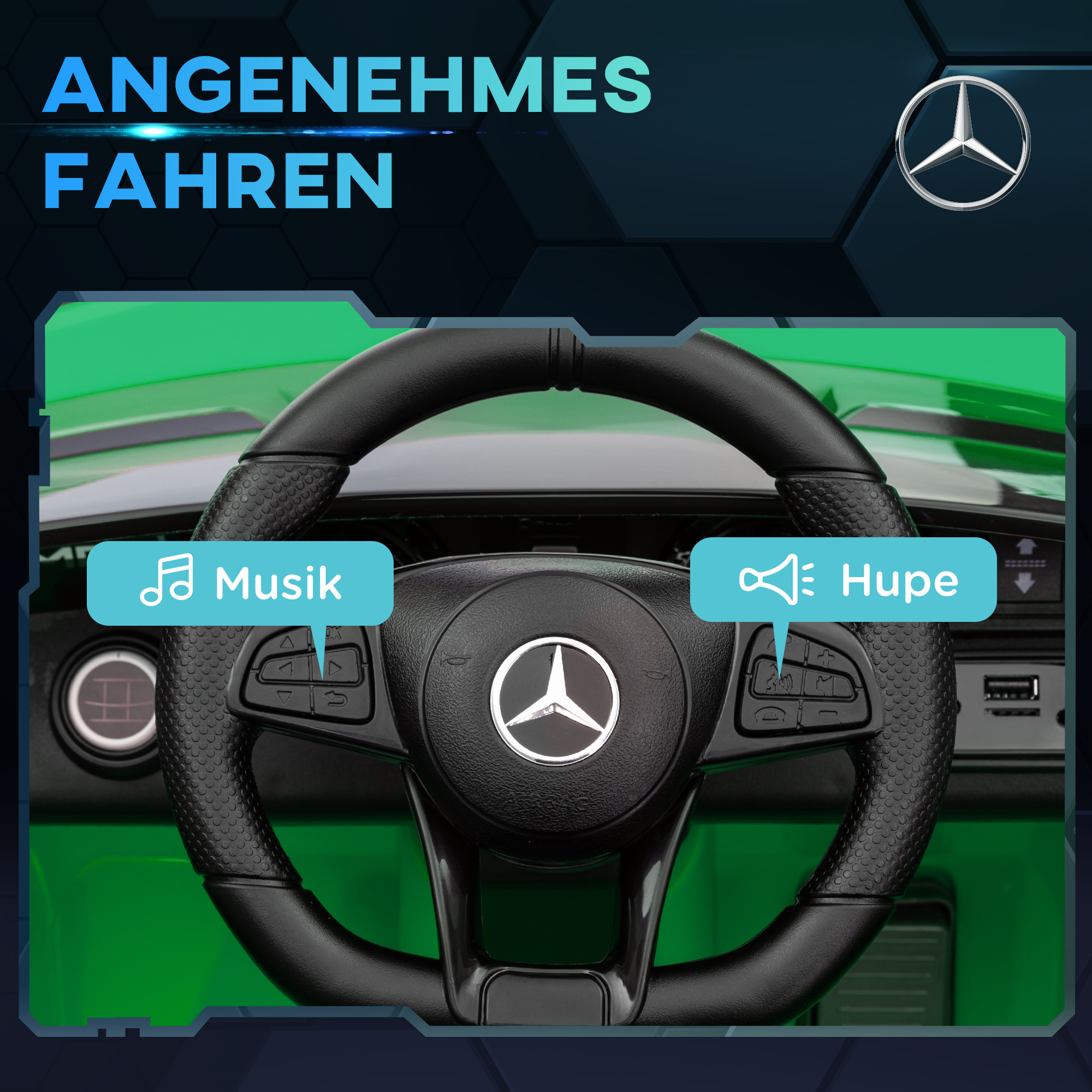 Elektro-Kinderauto, Mercedes, 3-5 km/h, Fernbedienung, Licht & Musik, Grün