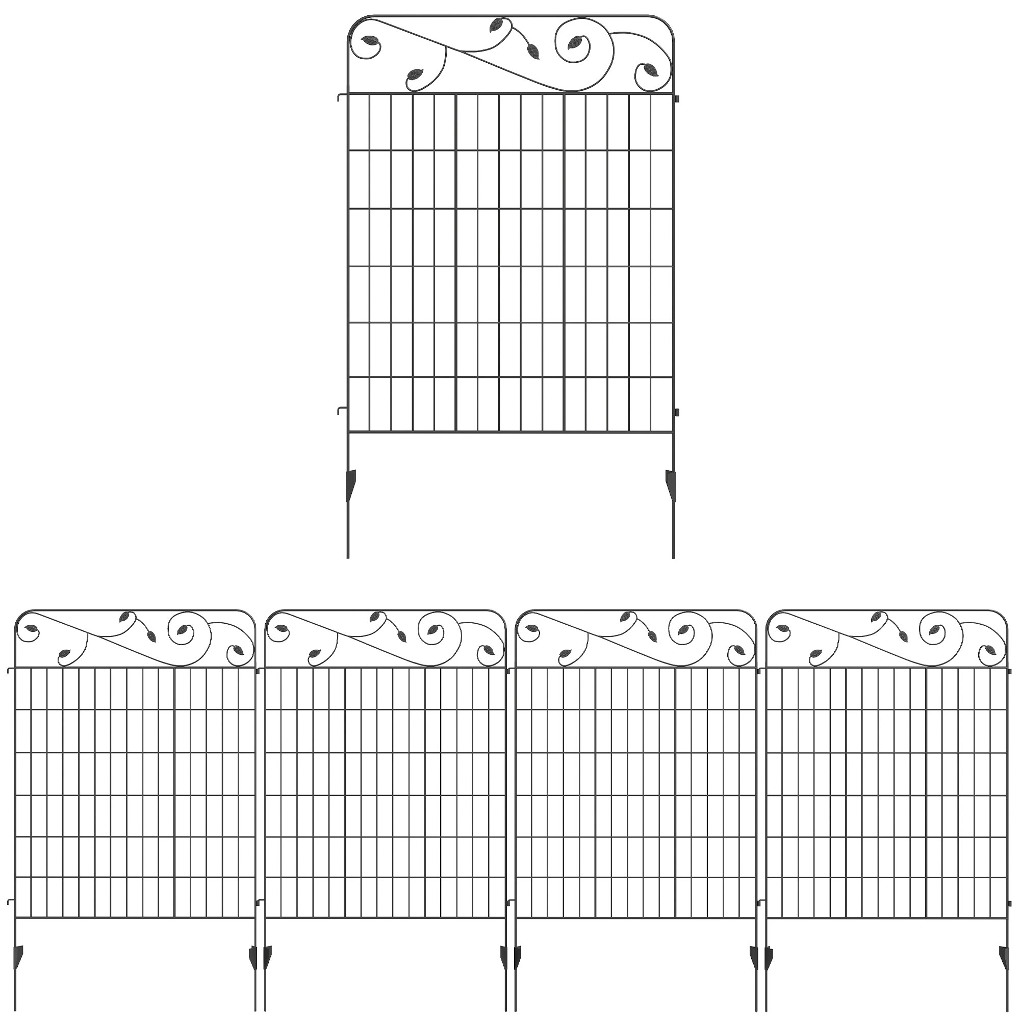 Gartenzaun Gitterzaun Zaun, Vintage-Design, wetterbeständig, 3,52 x 1,1m, Schwarz