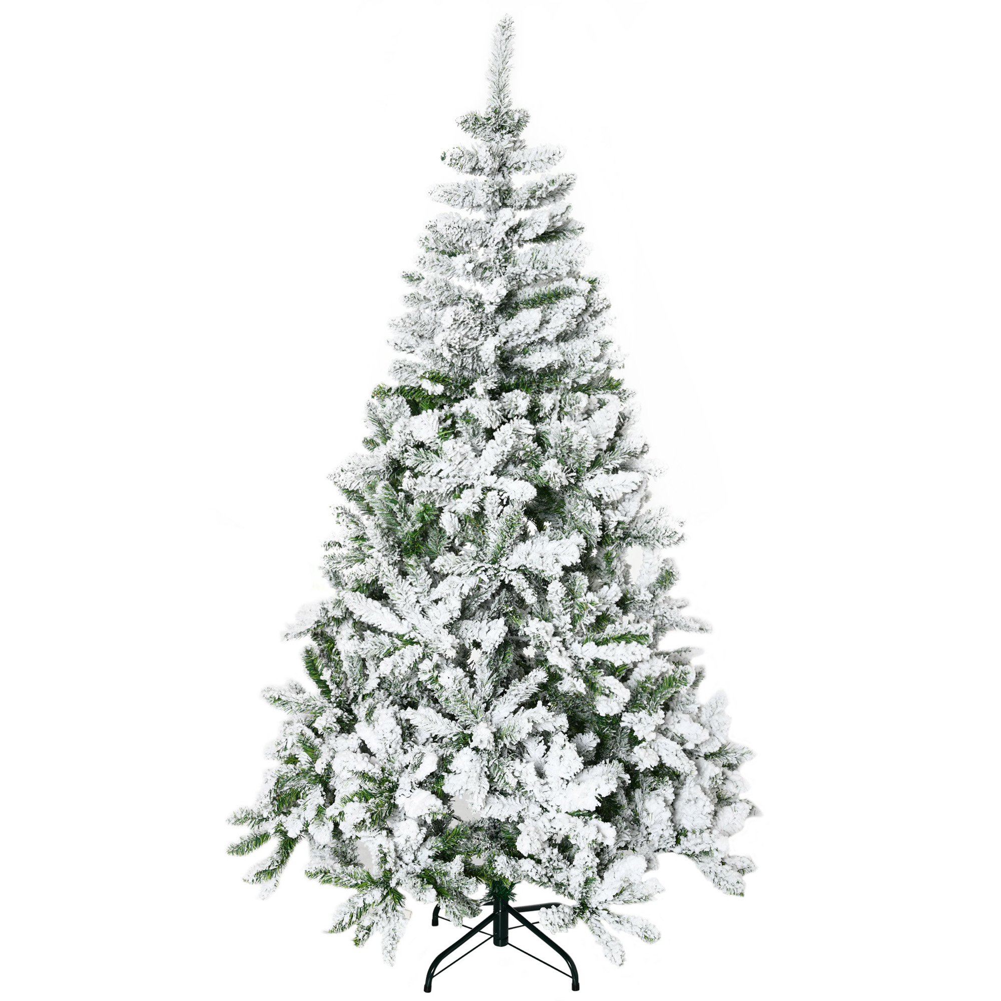 Künstlicher Weihnachtsbaum, Schnee-Effekt, flammenhemmend, Scharnierkonstruktion, Grün/Weiß