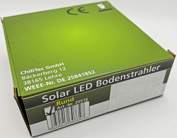 Solar LED Bodenstrahler "CTB-R", rund / ØxH 12x4cm, IP44, Edelstahl-Front