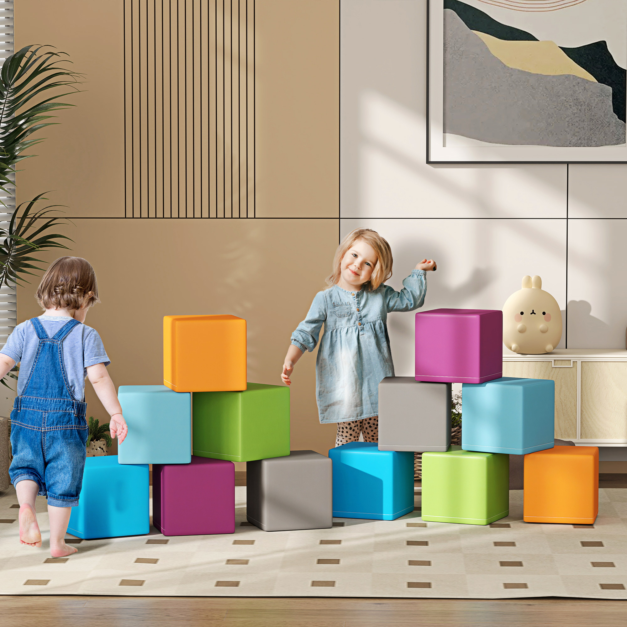 Kletter- und Krabbelspielzeug für Kinder, weicher EPE-Schaumstoff, 20x20x20 cm, Mehrfarbig, 1-3 Jahre