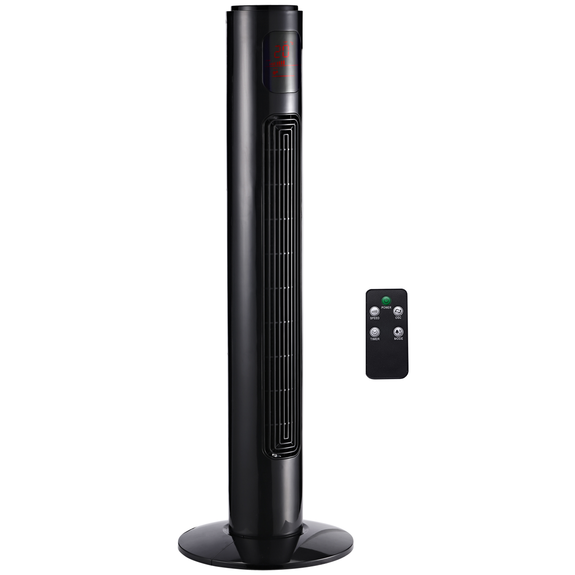 70° oszillierender Turmventilator mit Fernbedienung 3 Modi 3 Geschwindigkeiten Timer 32 x 32 x 96 cm Schwarz