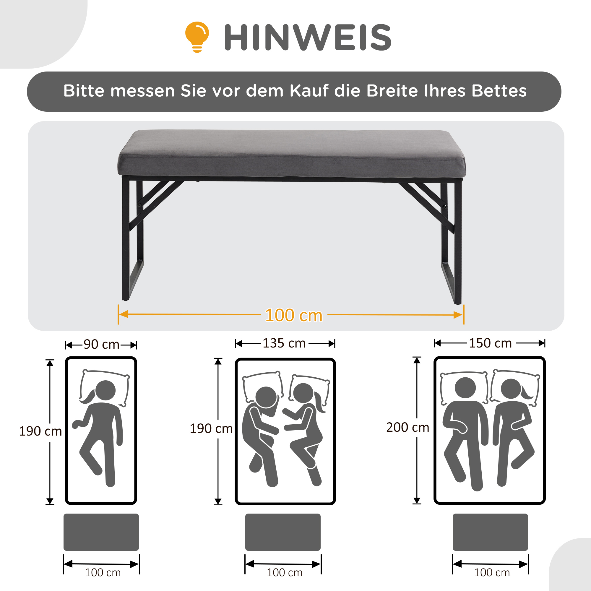 Sitzbank mit Polsterauflage, Schuhbank, Flurbank, inkl, Polster, Dunkelgrau + Schwarz