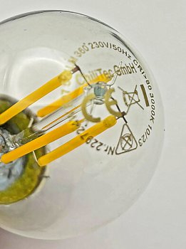 LED Tropfenlampe E27 "Filament T4" / 3000k, 524lm, 230V/4W, warmweiß