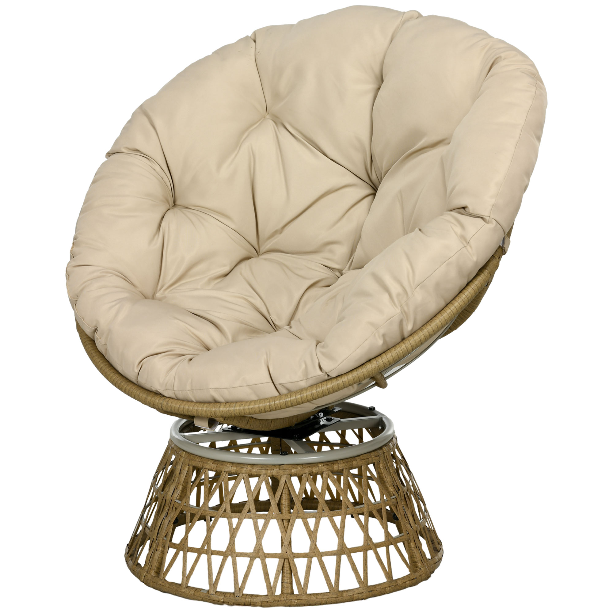 Korbsessel Rattansessel Outdoor-Sessel, Boho-Stil, wetterbeständig, 85 cm x 70 cm x 82 cm, Creme + Natur
