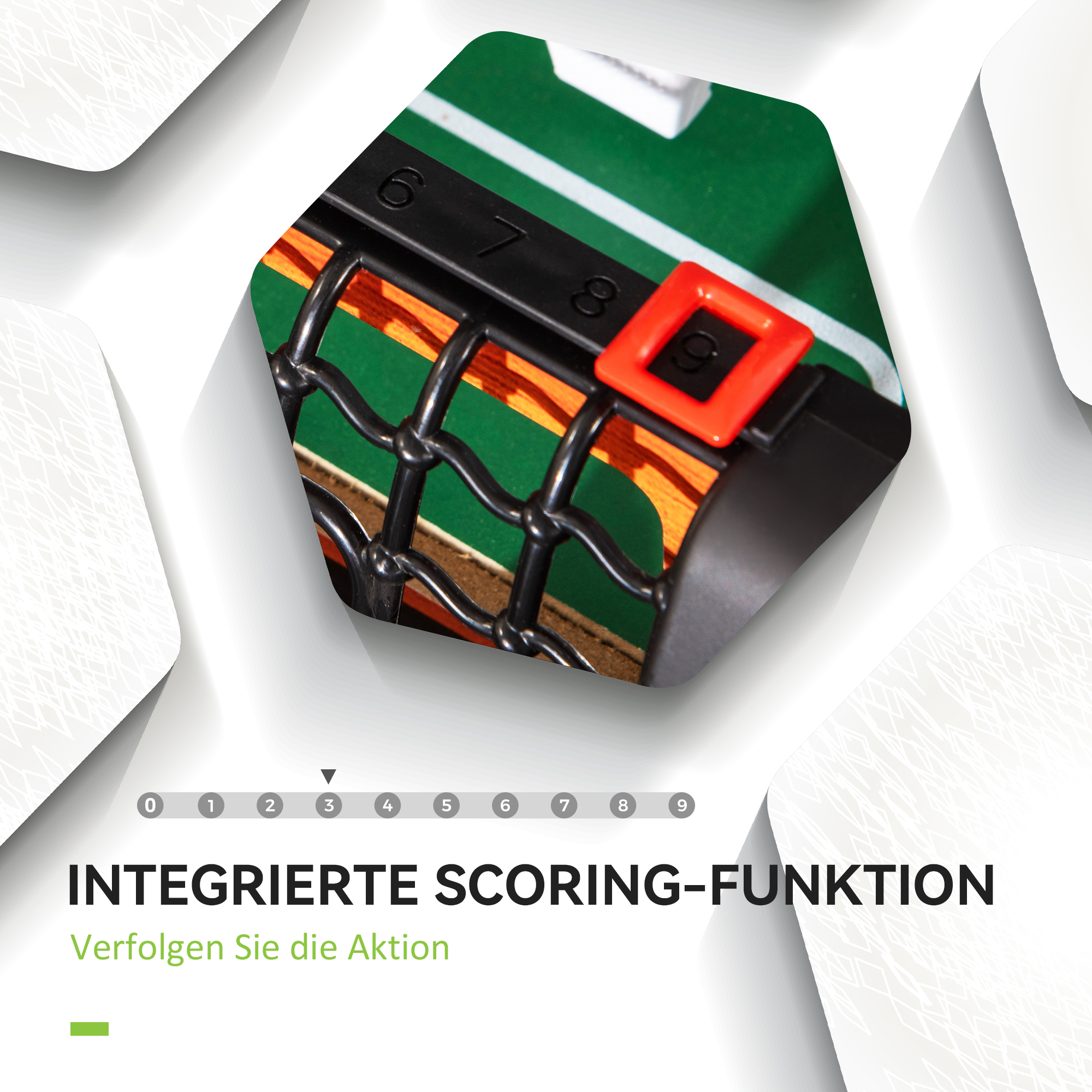 Tischkicker, Tischfußball-Set, 2 Bälle, rutschfeste Griffe, für Jugendliche Erwachsene, Punkteanzeige, MDF, Metall, Bunt