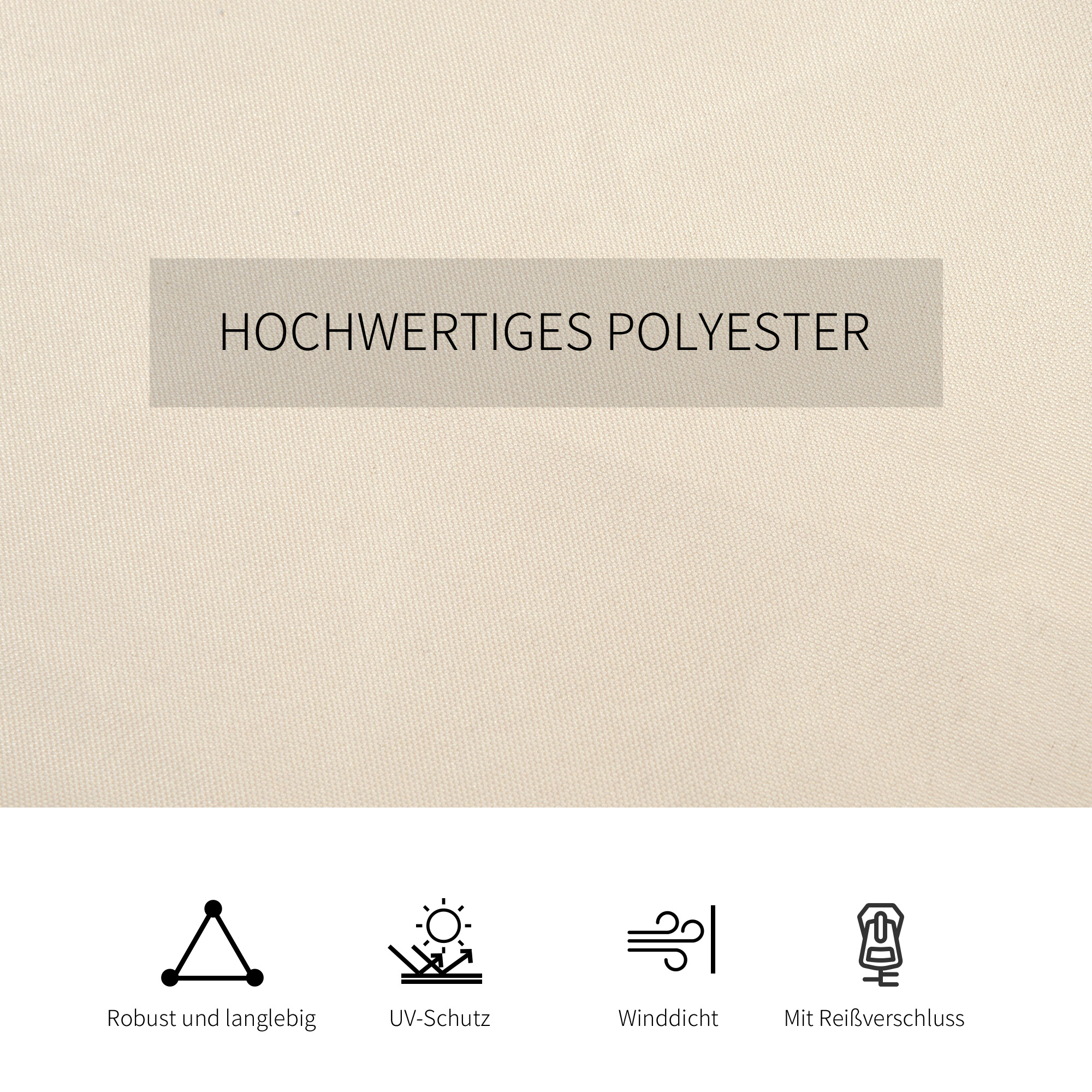 4 Ersatzvorhänge für 3x3m Pavillons, robust, für Stangen und Gleitschienen, doppelter Reißverschluss, beige