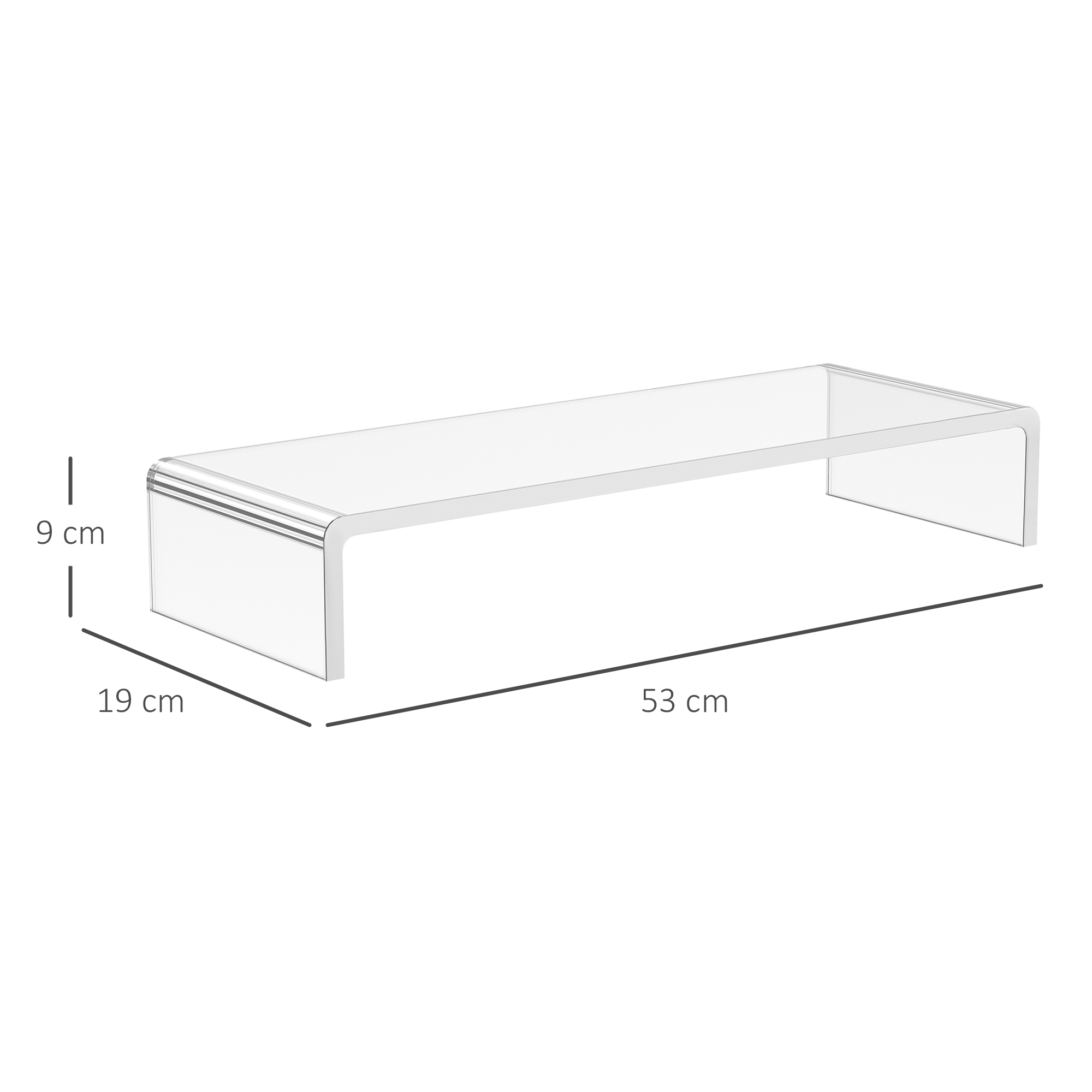 Monitorständer Bildschirmständer für Laptop Computer Notebook PC ergonomisch Acryl Transparent 53 x 19 x 9 cm