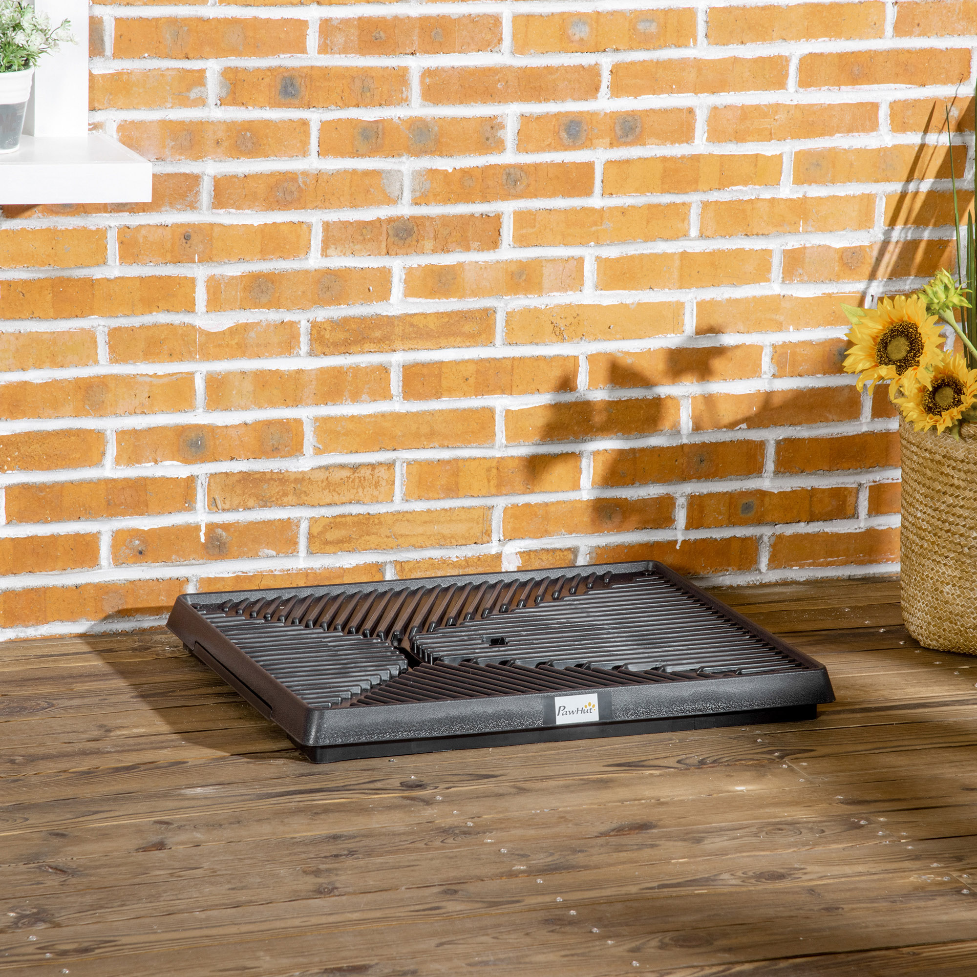 Hundetoilette mit Gras 63 x 51 cm Hundeklo Waschbar Welpentoilette Welpenklo mit herausnehmbarer Schublade, Trainingsunterlage für Kleine Hunde Große Hunde