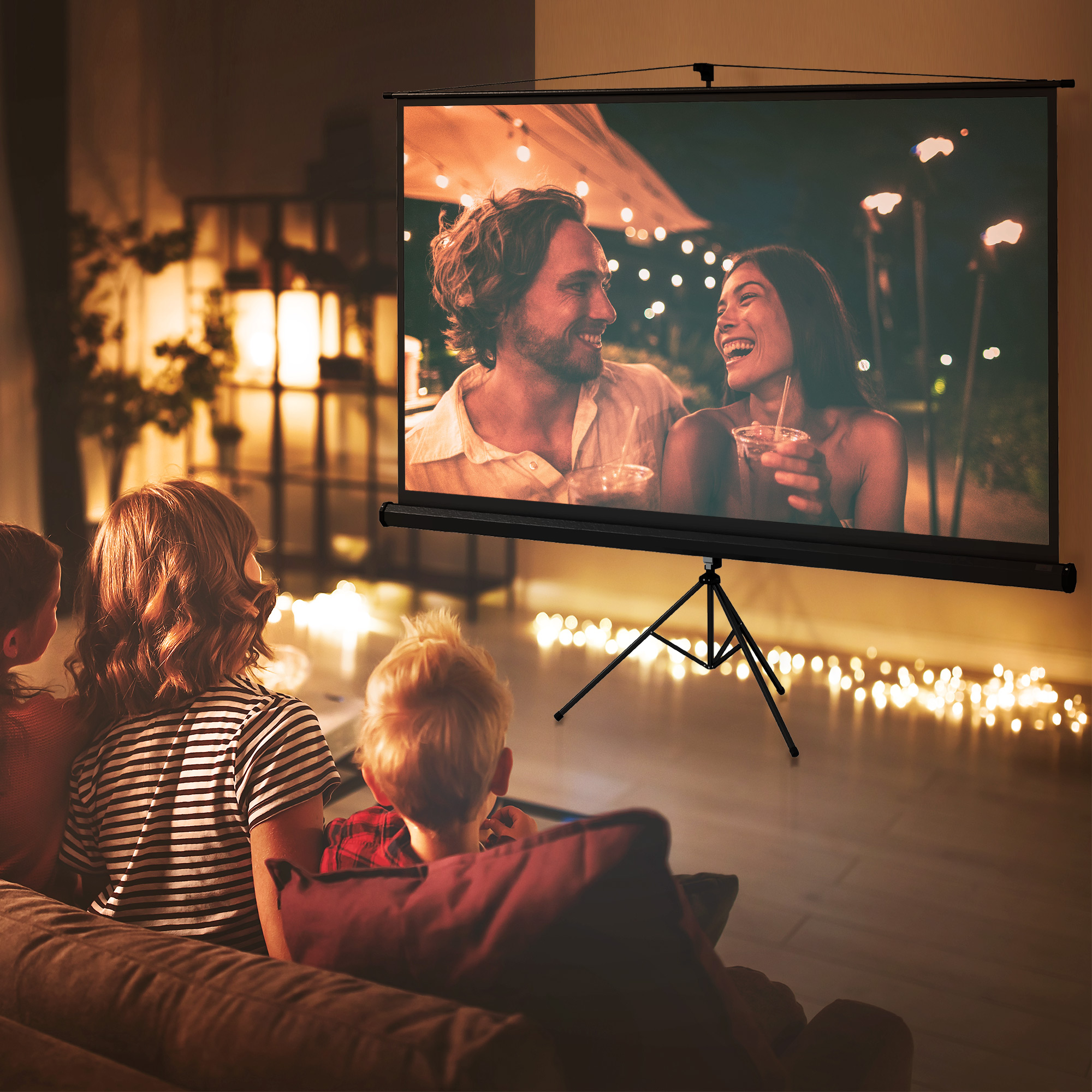 Beamer-Leinwand mit Stativ 221 x 124 cm 100 Zoll 16:9 HD 4K Rollo-Leinwand