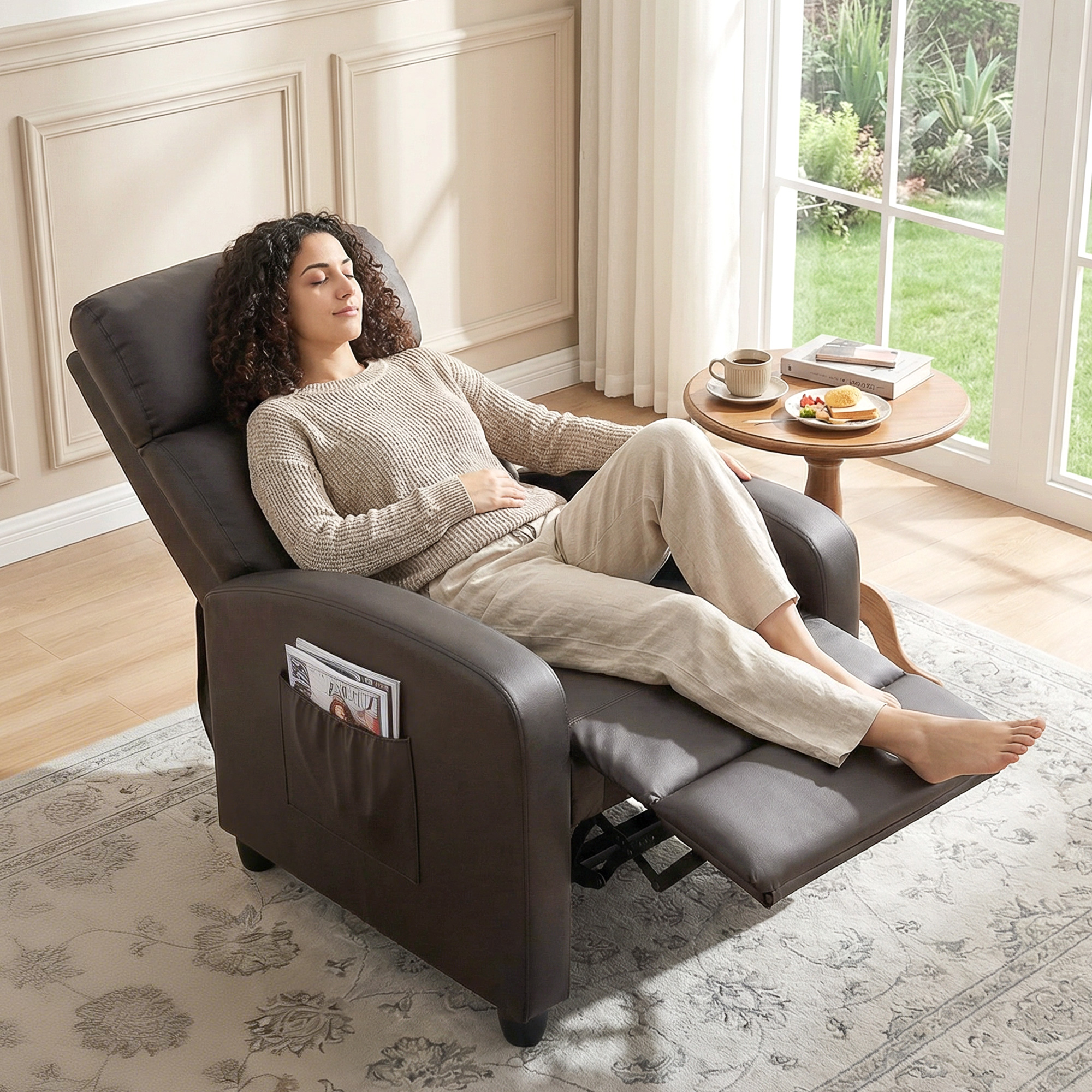 Relaxsessel Fernsehsessel mit Vibrationsmassage, Liegefunktion, 2 Massagepunkte, Fernbedienung, 68 x 88 x 98 cm Braun