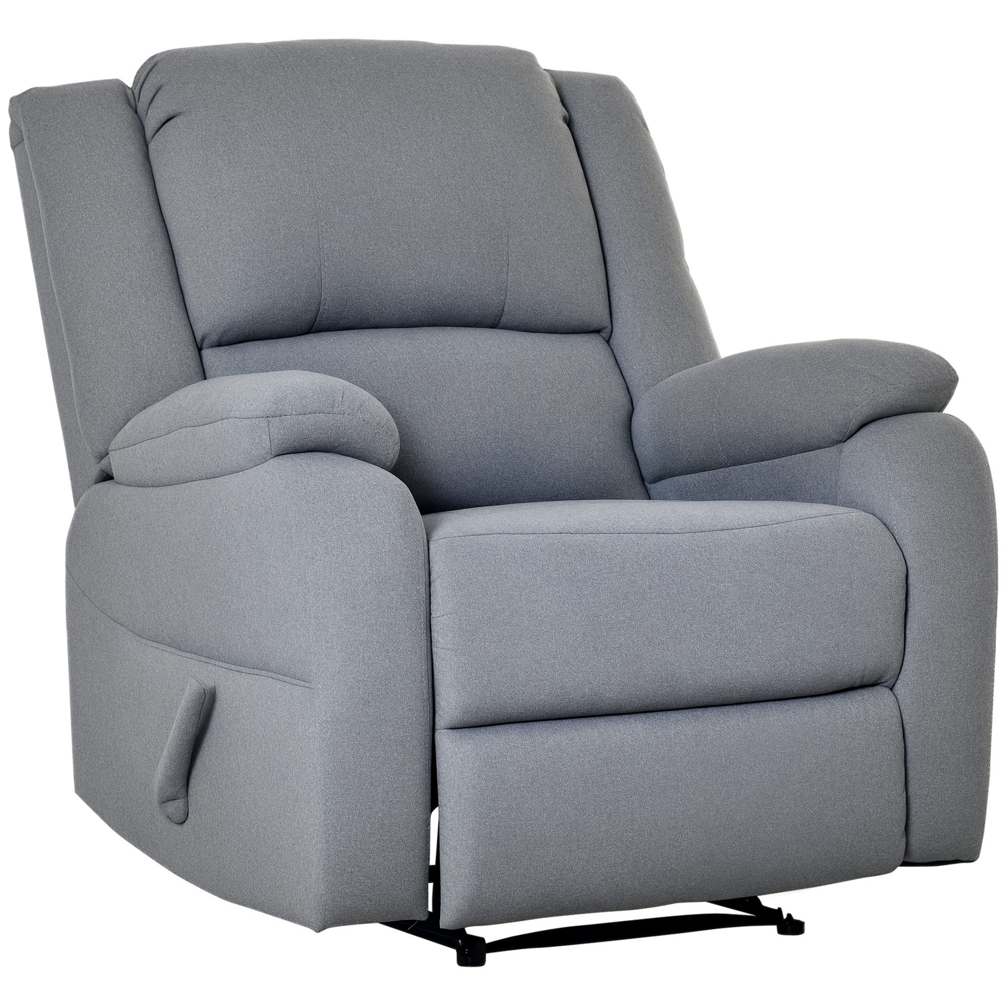 Relaxsessel Manuell Fernsehsessel mit Liegefunktion, Leinenoptik, TV-Sessel mit Seitengriff, Fußstütze, bis 150 kg Belastbar, für Wohnzimmer, Hellgrau