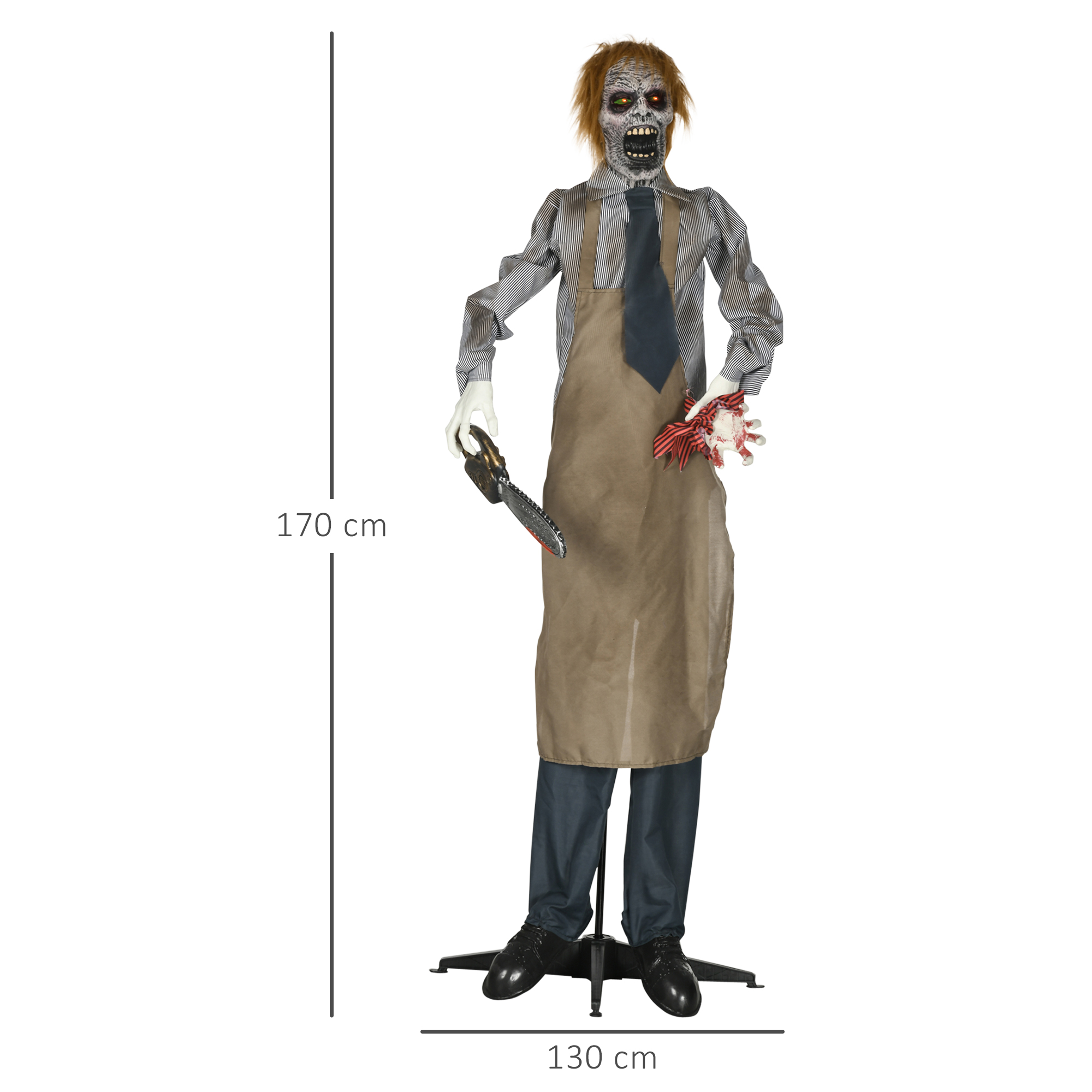 Halloweendeko, Kettensägenmörder, beweglich, Motorsägensound, Schaltautomatik, 1,70 m