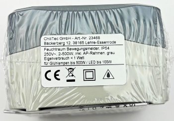 NUQUI Feuchtraum PIR Bewegungsmelder / 120°, bis 6m,  250V~, 2-500W, IP54