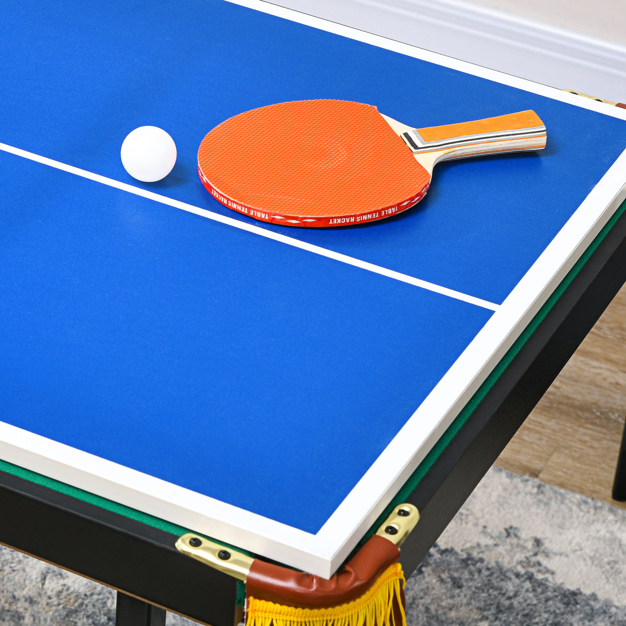 2-in-1 Billardtisch, Tischtennisplatte, mit Zubehör, 140x63x80cm, Blau/Grün