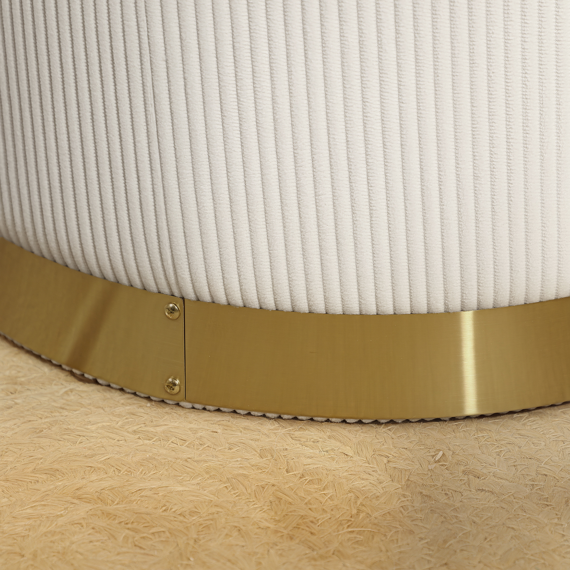 Sitzhocker mit Stauraum klappbare Hocker mit Deckel, Stahlboden, Runder Fußhocker 36 x 36 x 44 cm Cremeweiß