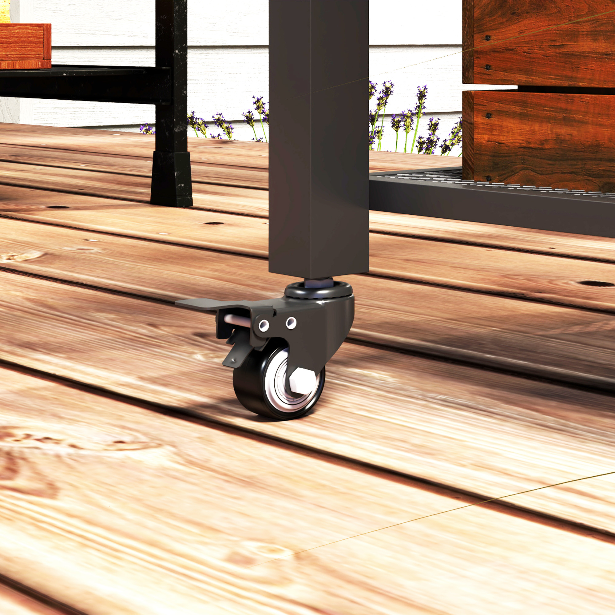 Outdoor-Kücheninsel, Grillwagen mit Aufbewahrungsregal, Griff, 4 Rollen, Küchenwagen, Terrasse, Garten, Metall, Schwarz