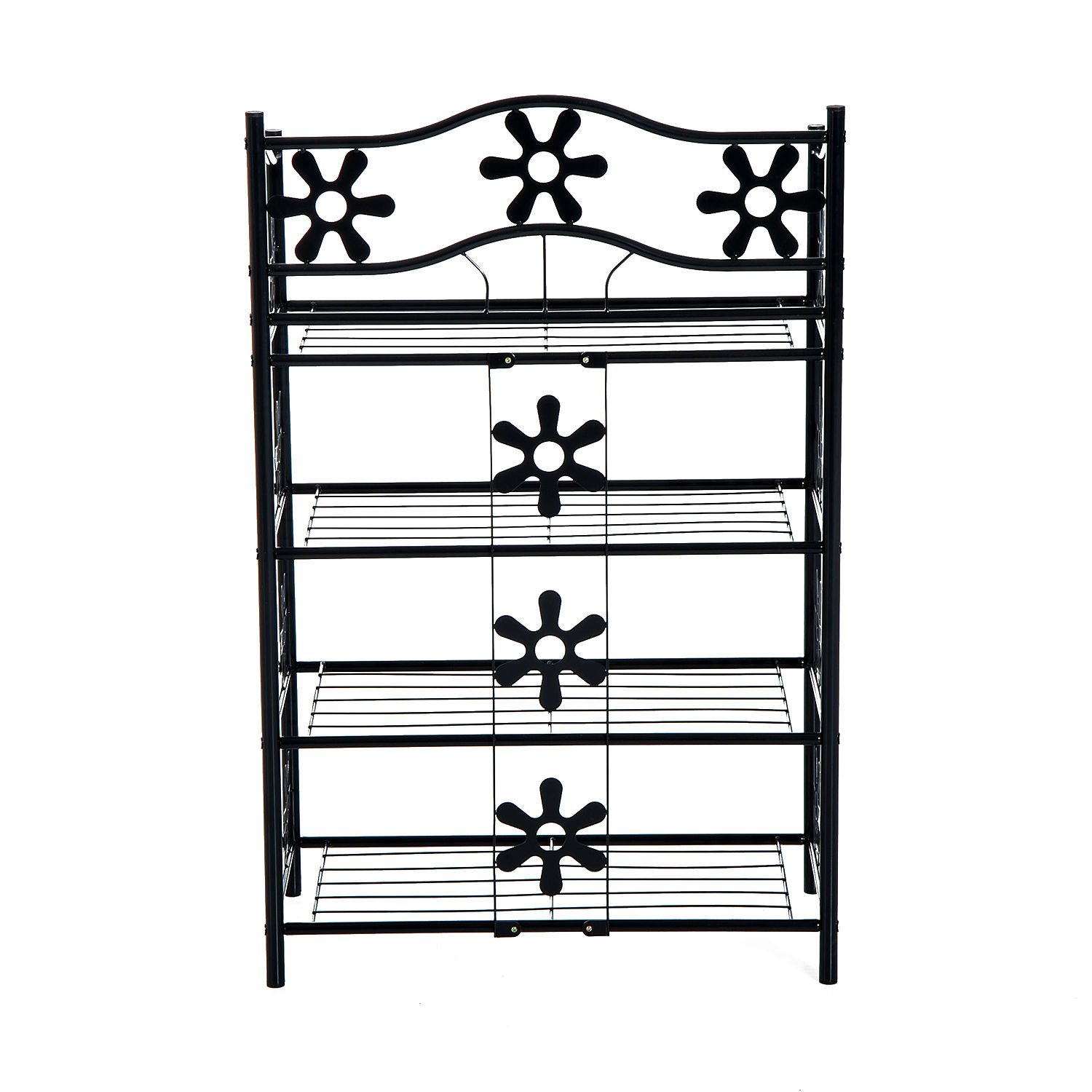 kleines Schuhregal Platzsparend Blumenregal Pflanzentreppe Standregal Ständer 4 Etagen Metall Schwarz 59,5 x 30 x 92 cm