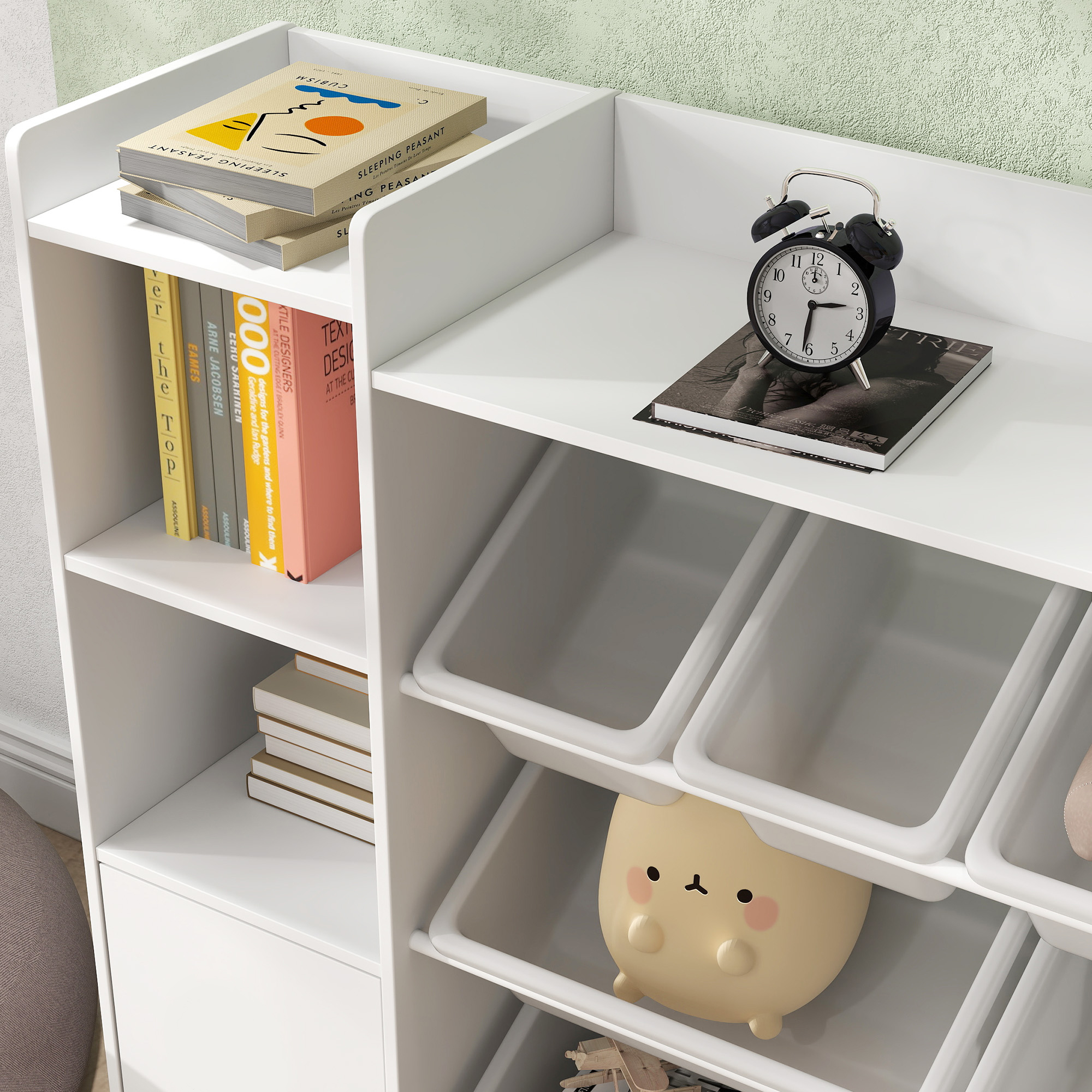 Kinder-Aufbewahrungsregal, Regal für Spielzeug und Bücher, zum übersichtlichen Aufräumen, 8 herausnehmbare Boxen, Weiß