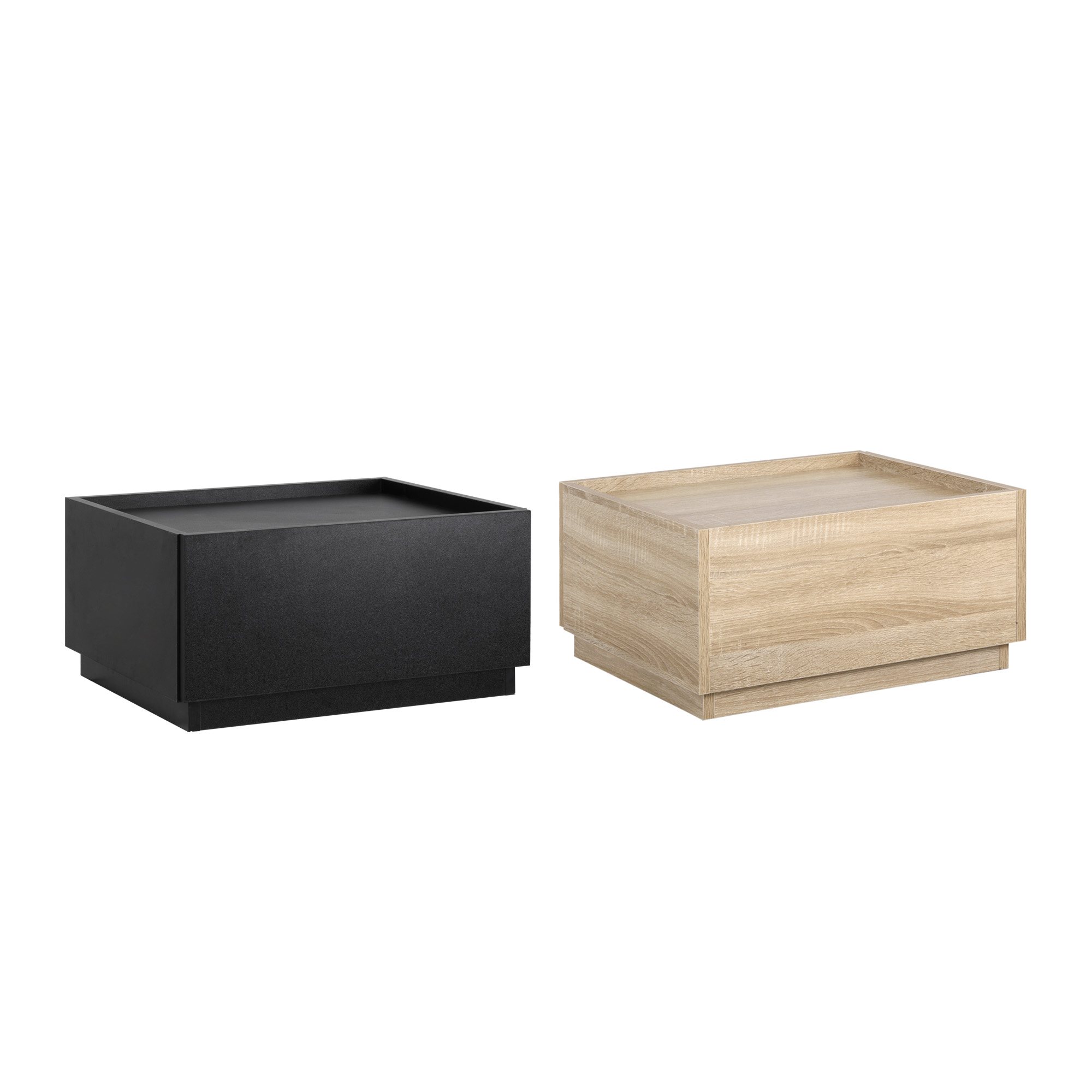 Nachttisch mit Schublade Nachtschrank stapelbar Schubladenschrank Schlafzimmer Nachtkommode Spanplatte Schwarz+Natur 50 x 40 x 47,5 cm