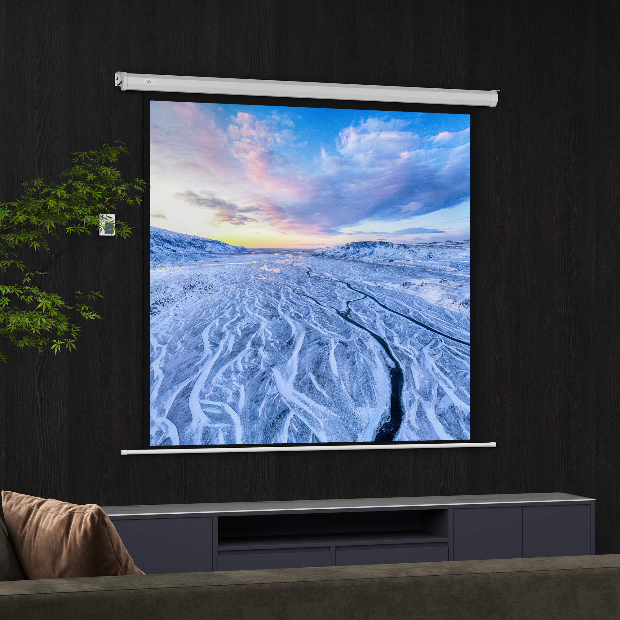 Beamer Leinwand 189,5 x 189,5 cm 92 Zoll 1:1 HD 4K Rollo-Leinwand für Heimkino für Heimkino Büro-Präsentationen