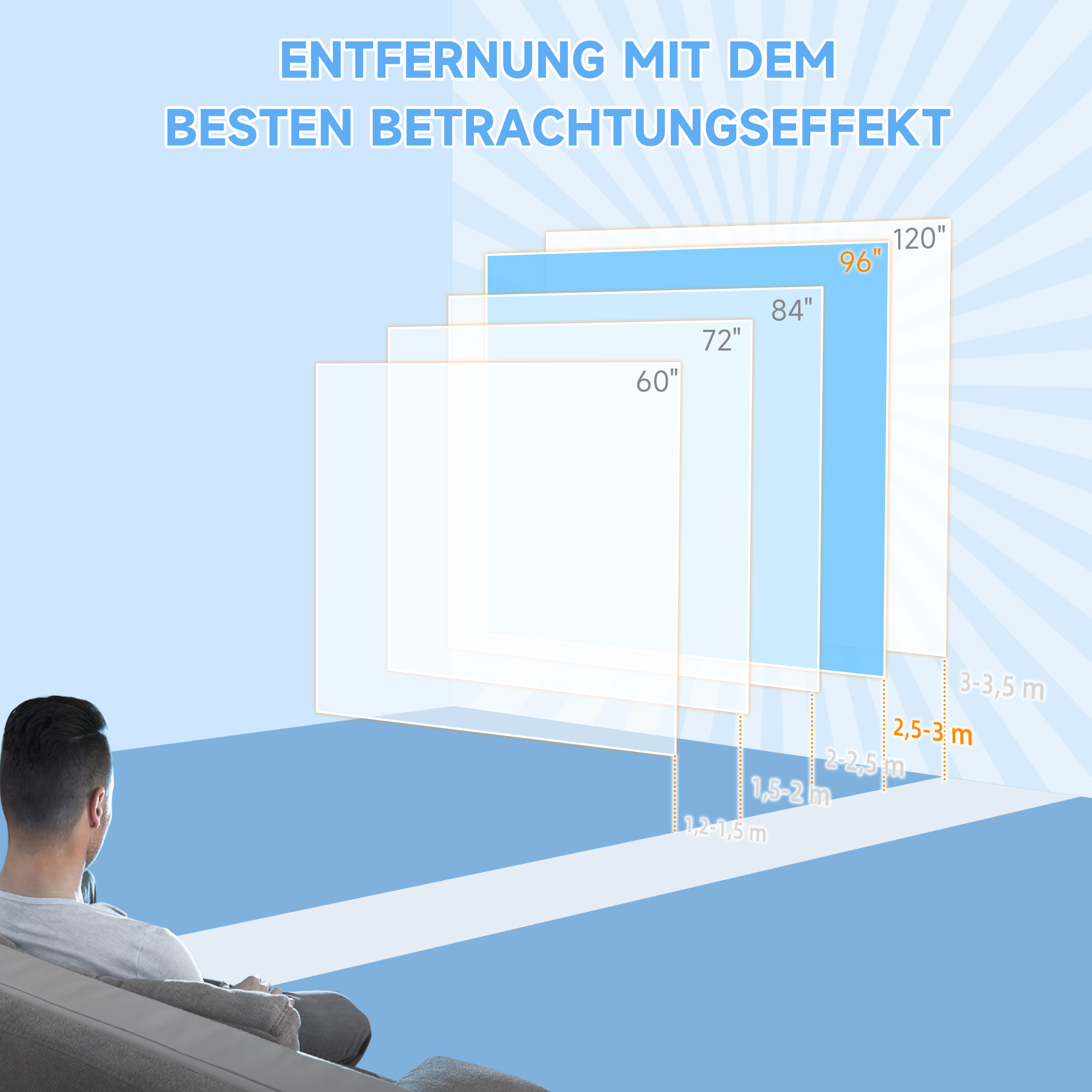 Beamer-Leinwand, 1:1 Format, Fernbedienung, 172 x 172 cm (96 Zoll), Weiß