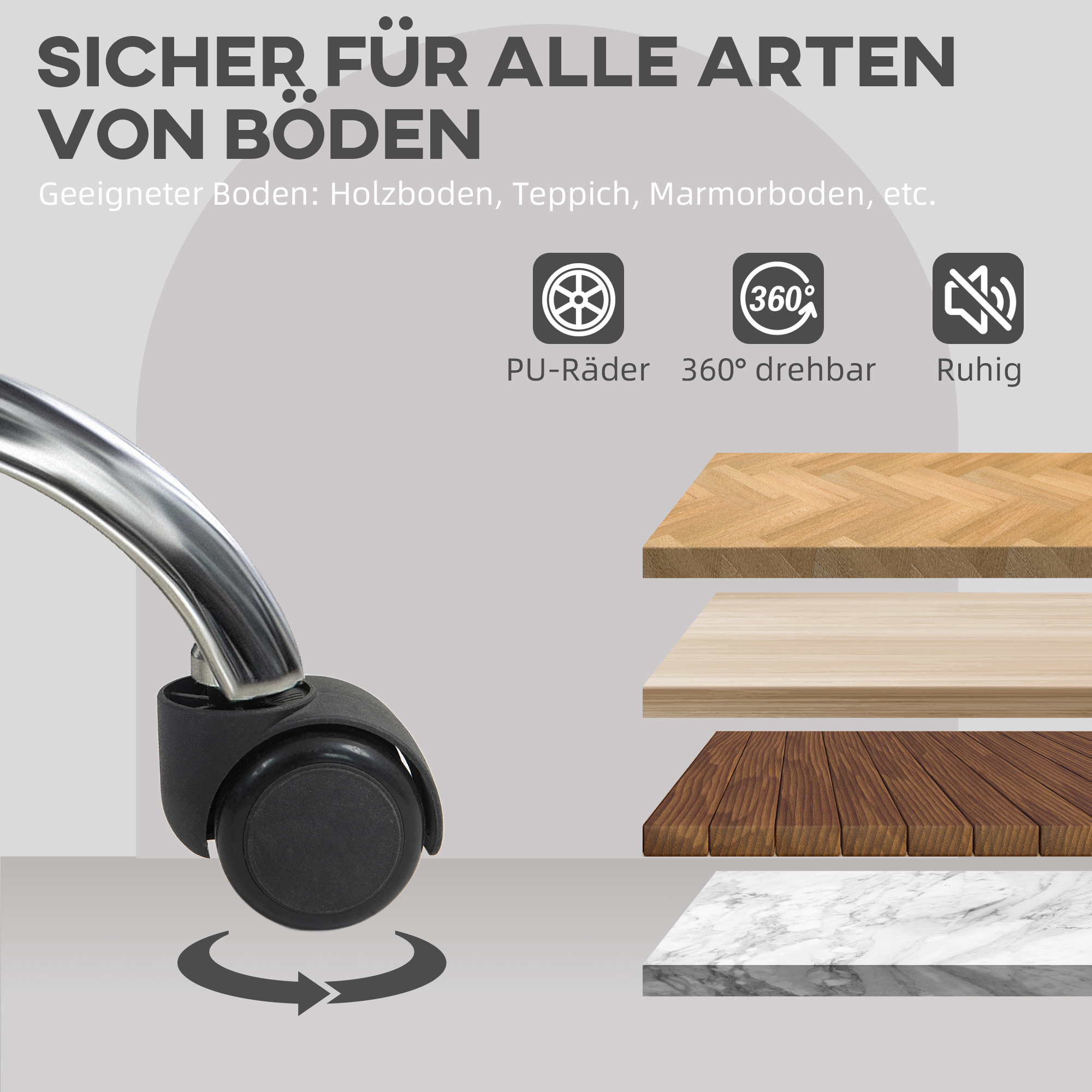 Homeoffice Stuhl, Ergonomisch Schreibtischstuhl mit Wippfunktion, Teddysamtoptik 56 x 61 x 86 cm Grau