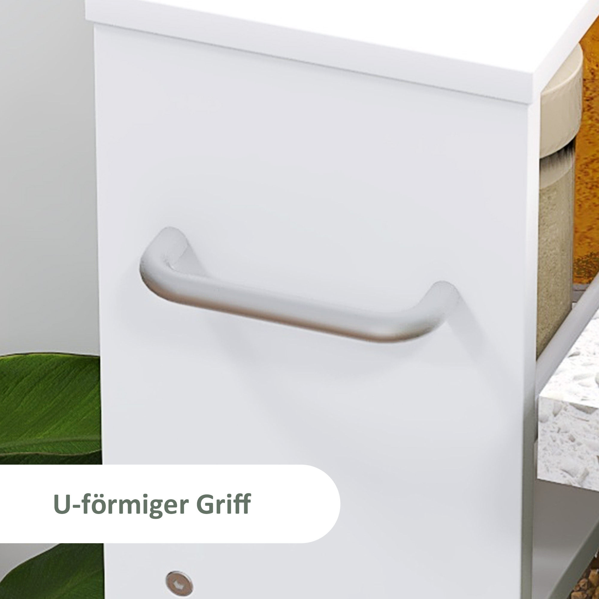 Multifunktionsregal mit Rollen, schmale Bauweise, 4 Fächer, 45x15x91 cm, Weiß