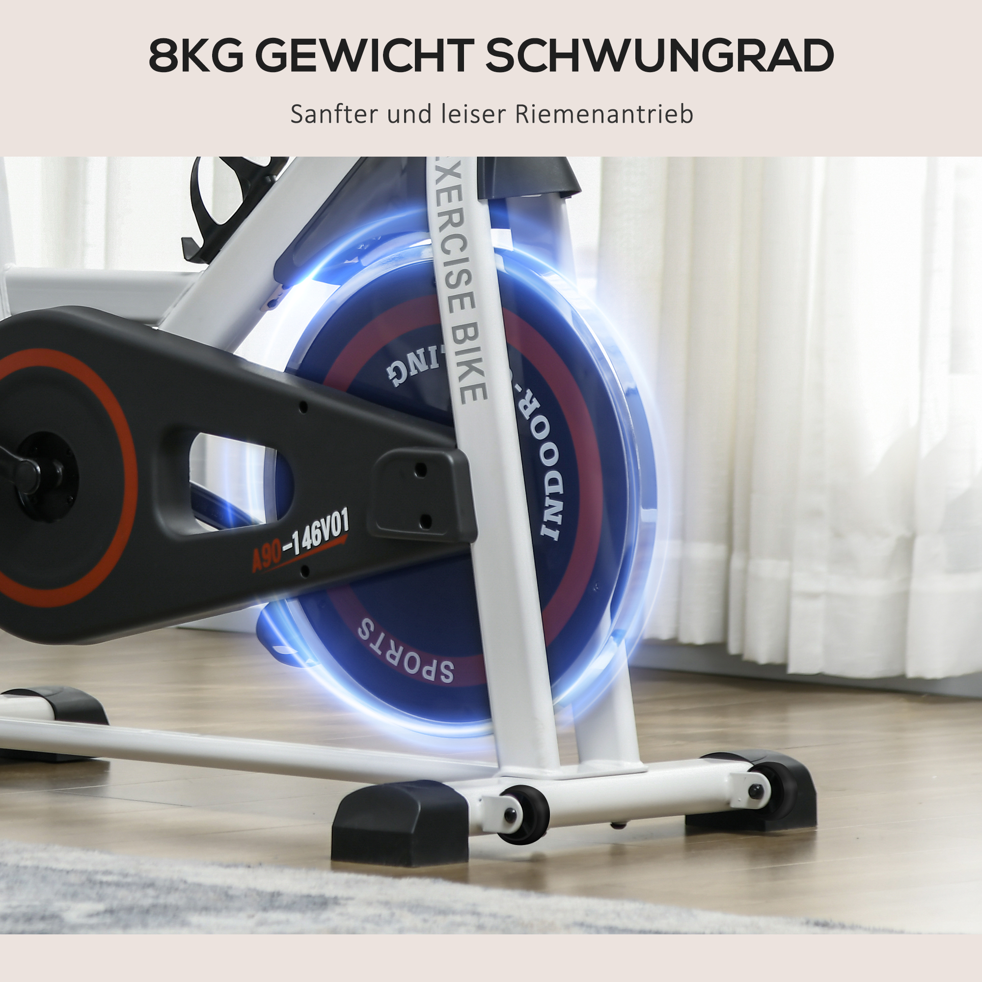Heimtrainer, einstellbarer Widerstand, bis 120kg, Stahl, L103xB53xH100-114cm, Weiß/Schwarz