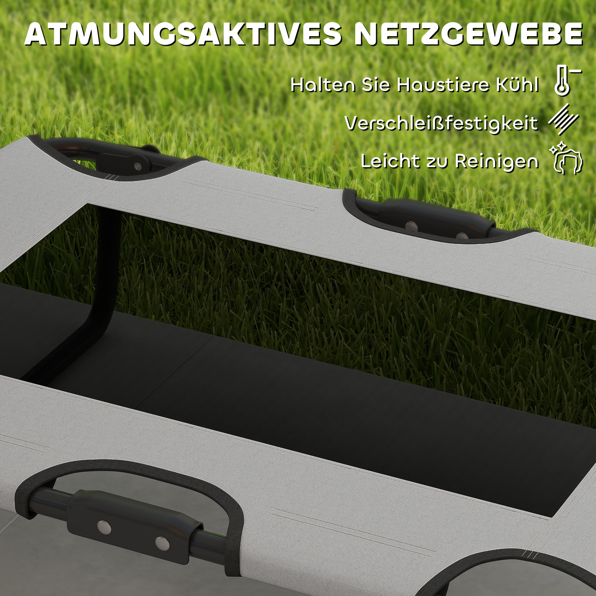 erhöhtes Hundebett klappbar Haustierbett, Outdoor Hundeliege mit Netzdesign Hellgrau Oxford 75 x 51 x 18 cm