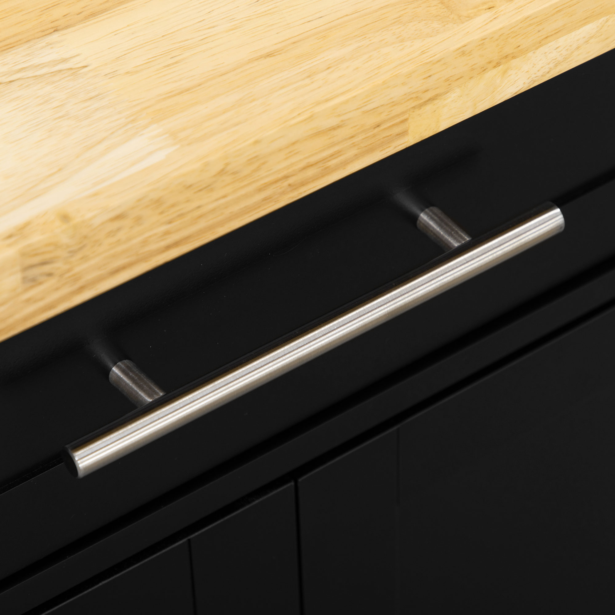 Küchenwagen Servierwagen Kücheninsel, 1 Gewürzregal, 1 Handtuchhalter, 109 cm x 40 cm x 89 cm, Schwarz