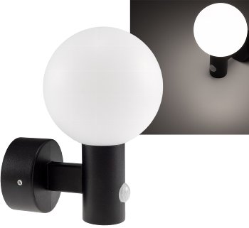 LED Wandleuchte "LAMU" mit PIR-Sensor / IP65, 15W, schwarz, 4000k / neutralweiß