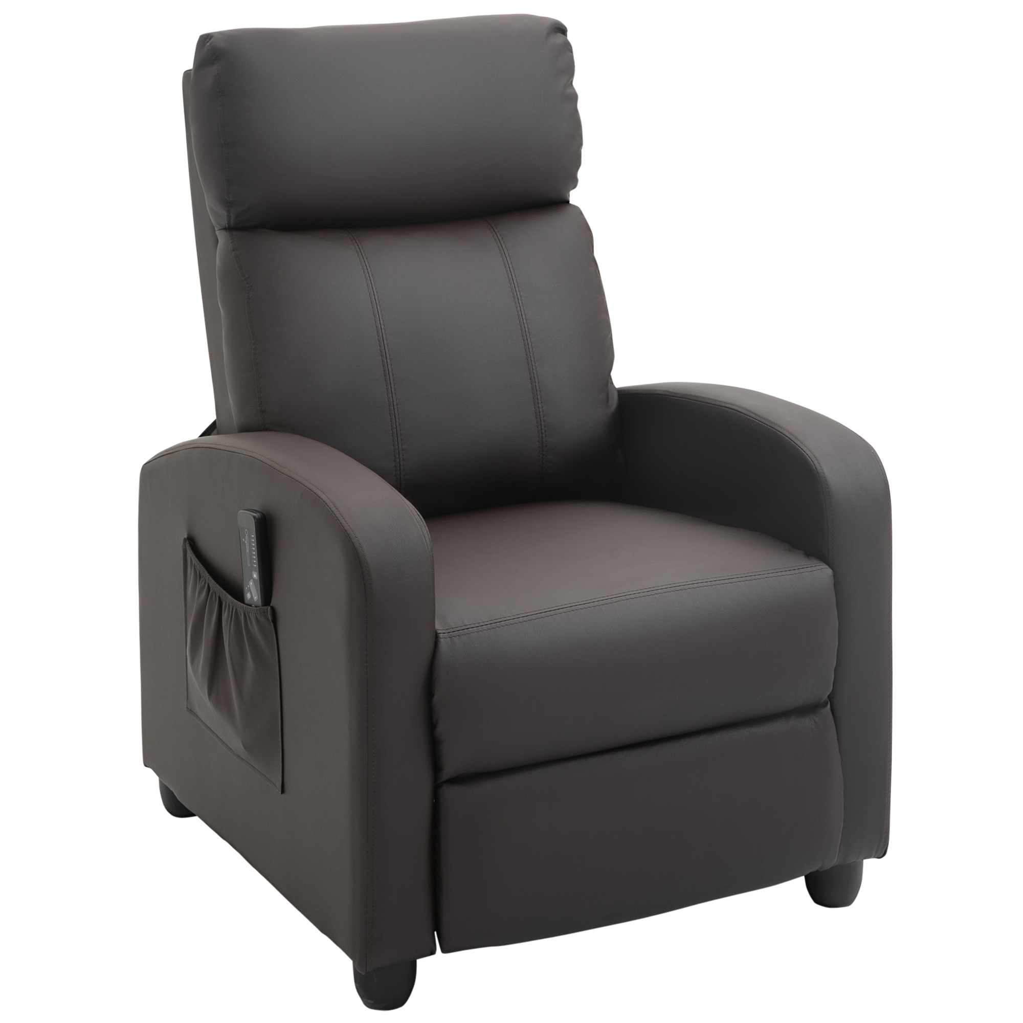 Relaxsessel Fernsehsessel mit Vibrationsmassage, Liegefunktion, 2 Massagepunkte, Fernbedienung, 68 x 88 x 98 cm Braun