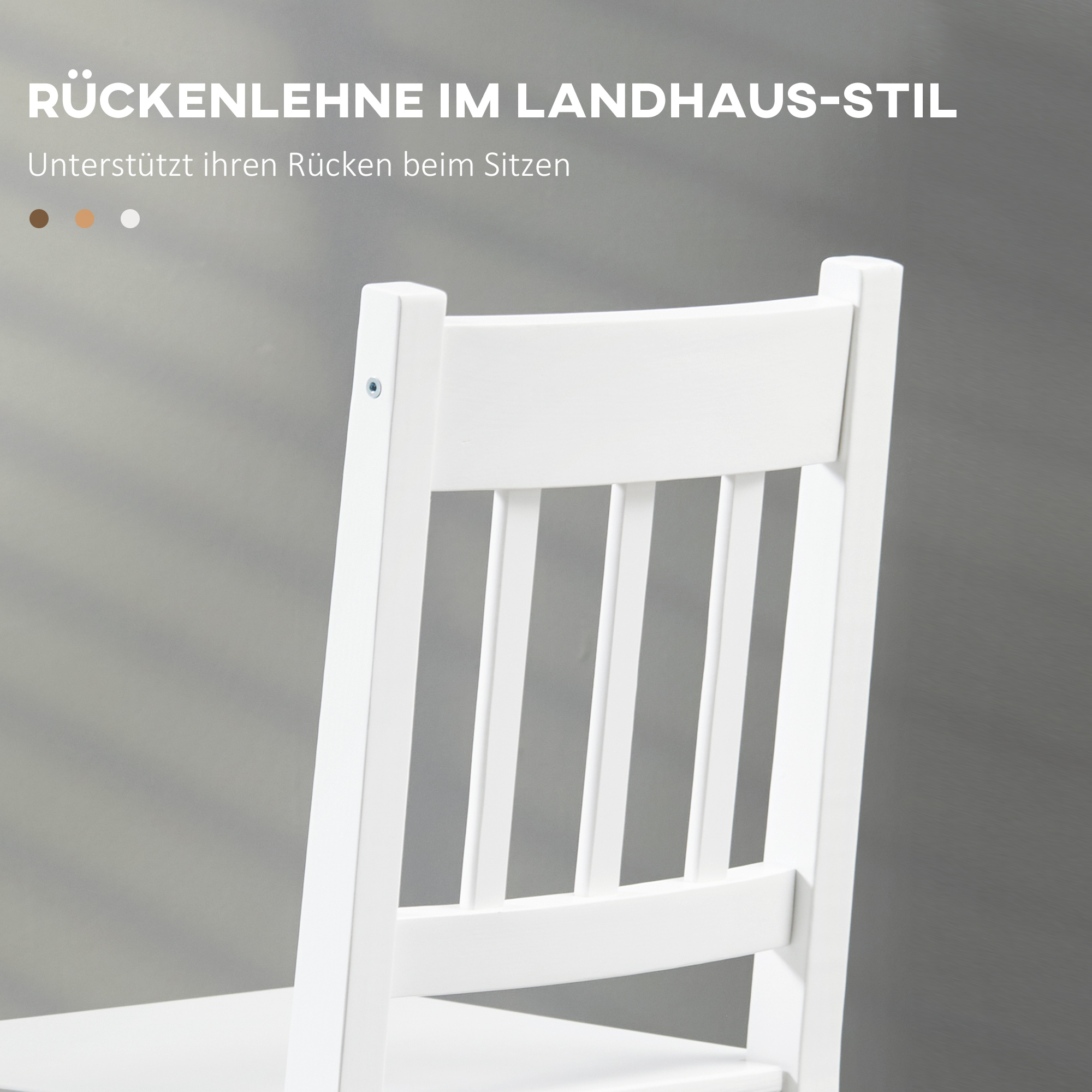 2er-Set Esszimmerstühle Küchenstühle Stühle, Massivholz, 41 cm x 46,5 cm x 85,5 cm, Weiß