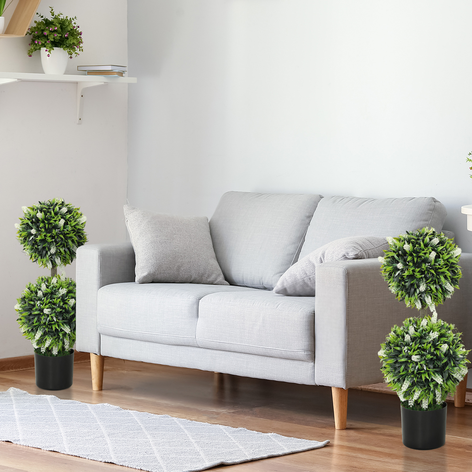 2er-Set Künstliche Pflanzen, UV-beständige Kunstpflanze im Blumentopf, 70 cm Zimmerpflanze für Wohnzimmer, Garten