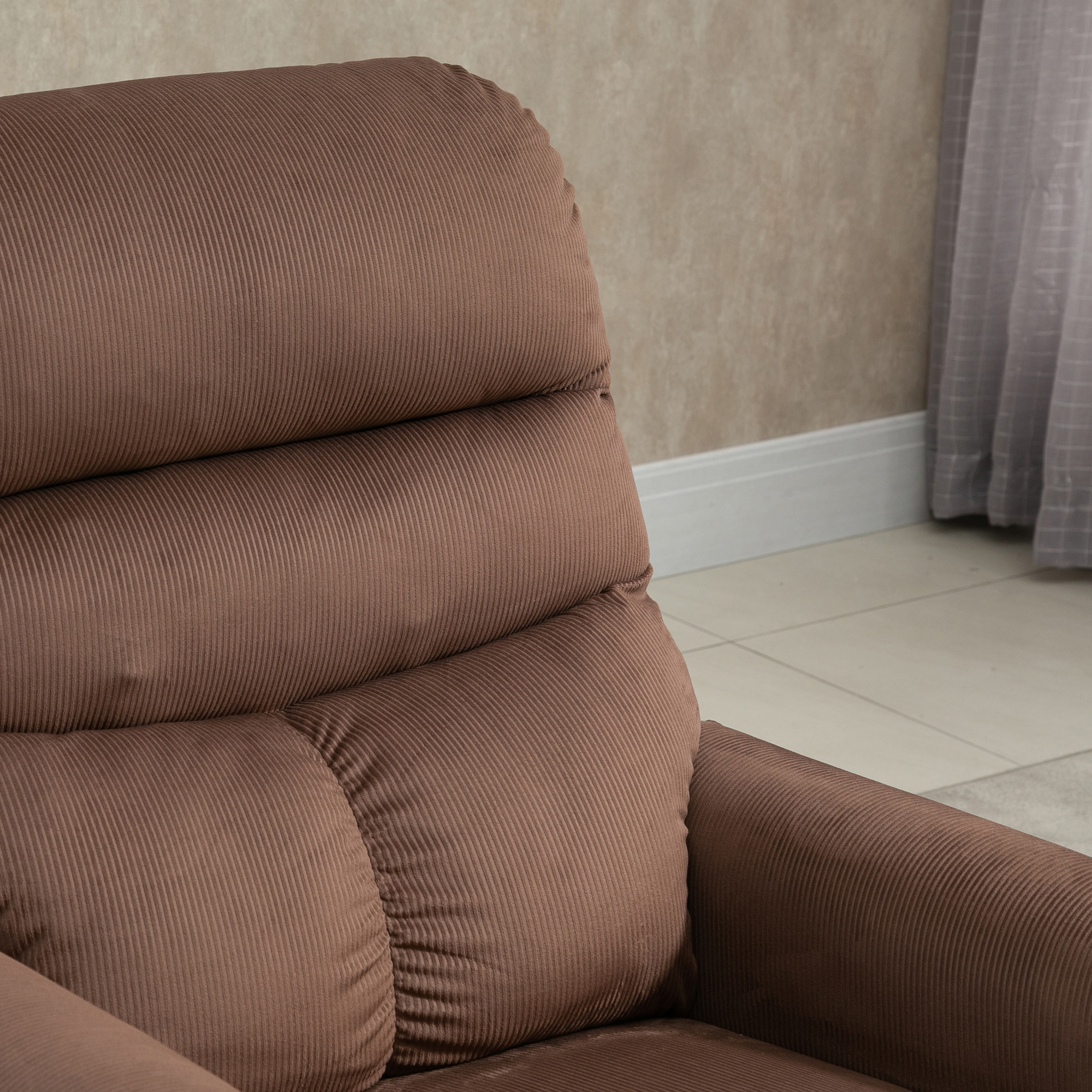 Fernsehsessel mit Aufstehhilfe Elektrisch, Massagesessel mit Liegefunktion und Wärmefunktion, Relaxsessel mit Fernbedienung und Seitentasche Verstellbar Polyester-Gewebe Braun