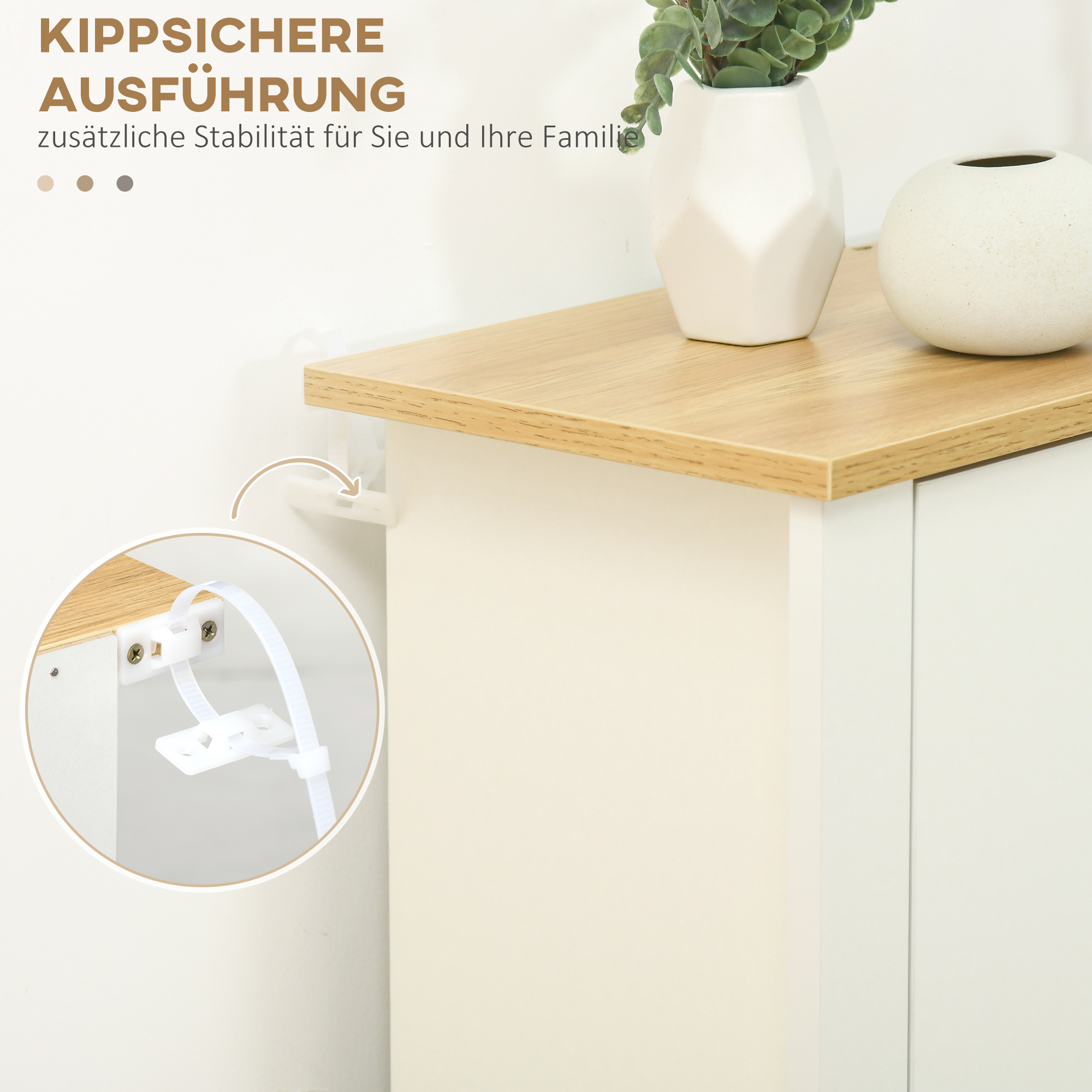 Schuhschrank Schruhregal Schuhaufbewahrung, 3 Fächer, 18 Paar Schuhe,  72 cm x 26 cm x 112 cm, Weiß + Braun