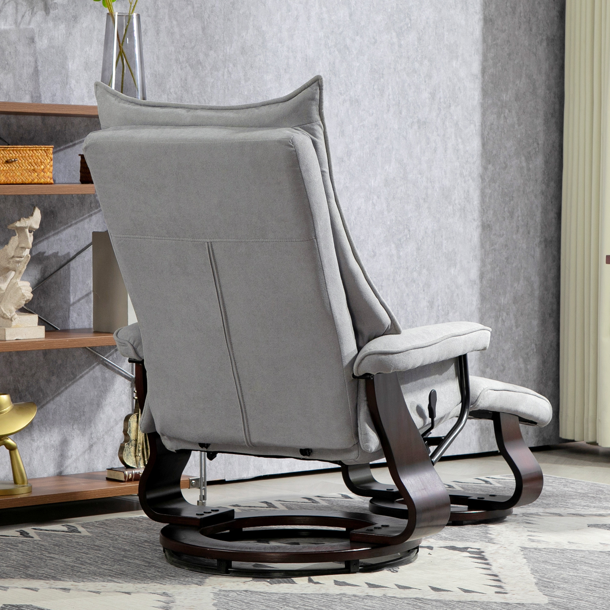 Relaxsessel mit Hocker, drehbar, Wippfunktion, verstellbare Rückenlehne, bis 150 kg, Grau