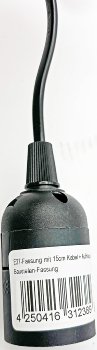 E27-Fassung mit 15cm Kabel + Aufhänger / Baustellen-Fassung