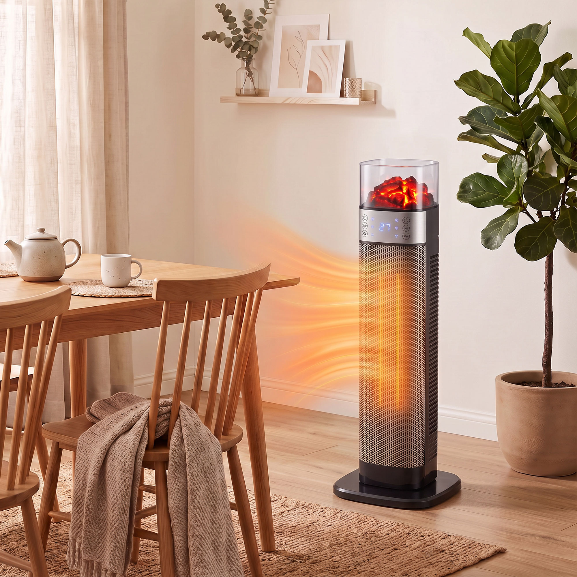 Keramik Heizlüfter 2000W Thermostat elektrische Heizung Fernbedienung Schwarz