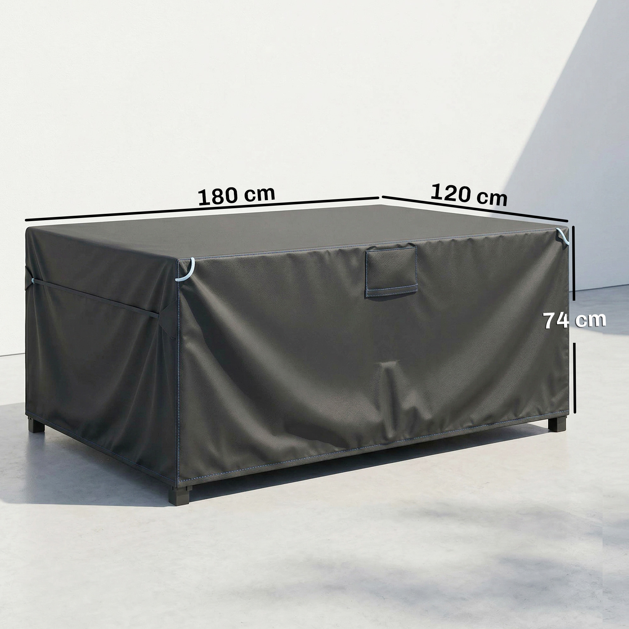 Schutzhülle für Gartenmöbel Winterfest Wasserdicht Winddicht Anti-UV Abdeckplane 420D Oxford Gewebe 180x120x74cm Schwarz